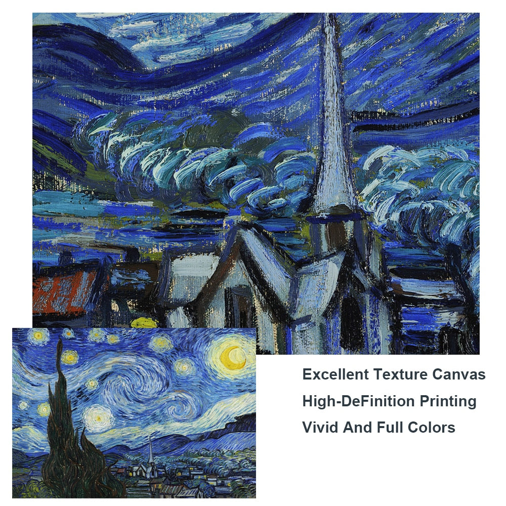 THE STARRY NIGHT By Vincent Van Gogh CANVAS PRINT