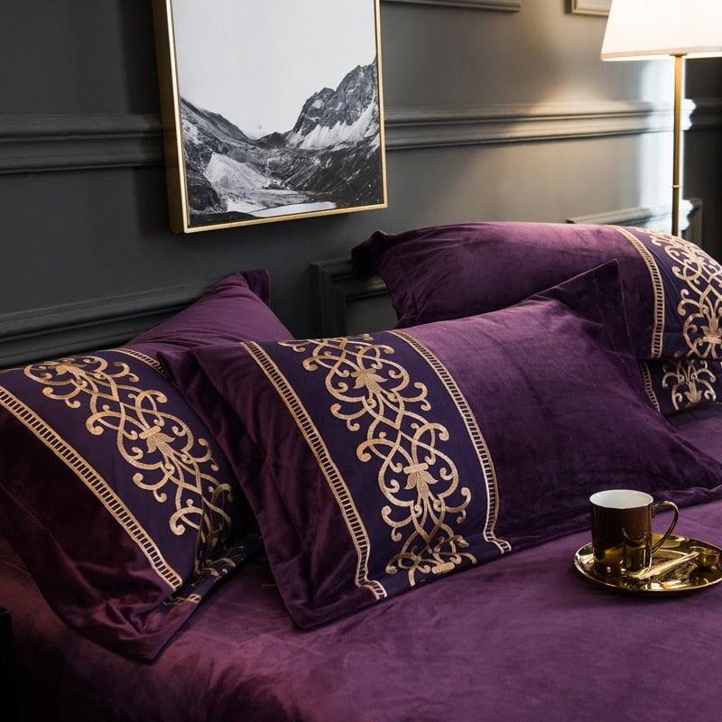 BROOKLYN VELVET ROYAL DUVET COVER & SHAMS 500TC