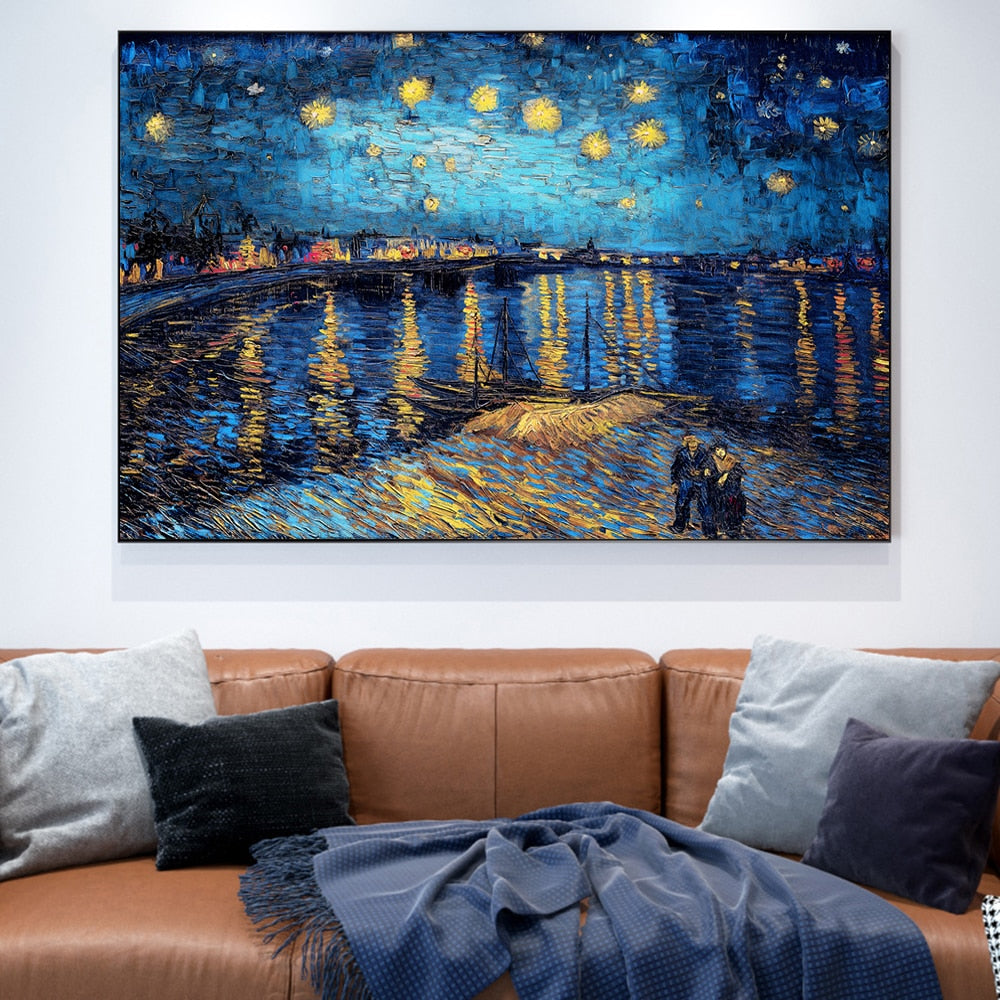 STARRY NIGHT OVER THE RHONE By Vincent Van Gogh CANVAS PRINT