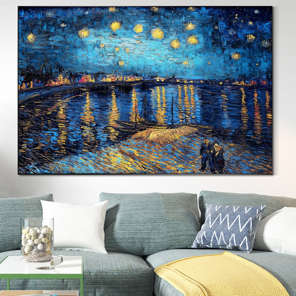 STARRY NIGHT OVER THE RHONE By Vincent Van Gogh CANVAS PRINT