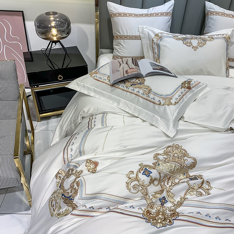 DELPHINE DUVET COVER & SHAMS EYPTIAN COTTON 600TC