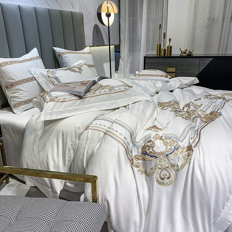 DELPHINE DUVET COVER & SHAMS EYPTIAN COTTON 600TC