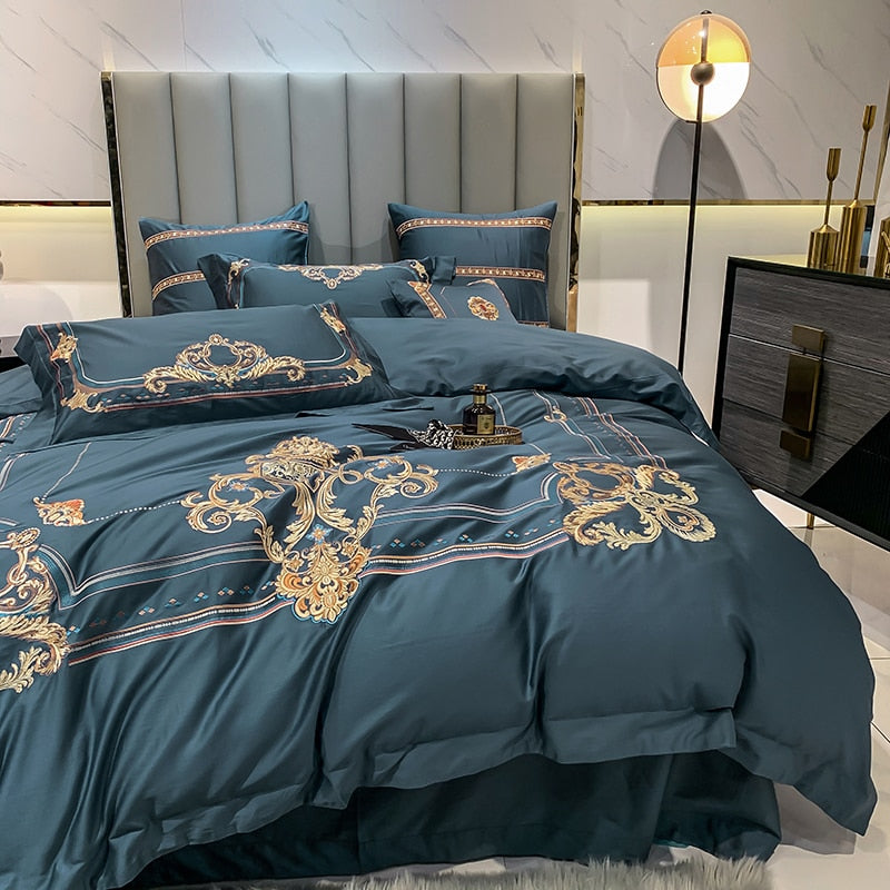 DELPHINE DUVET COVER & SHAMS EYPTIAN COTTON 600TC