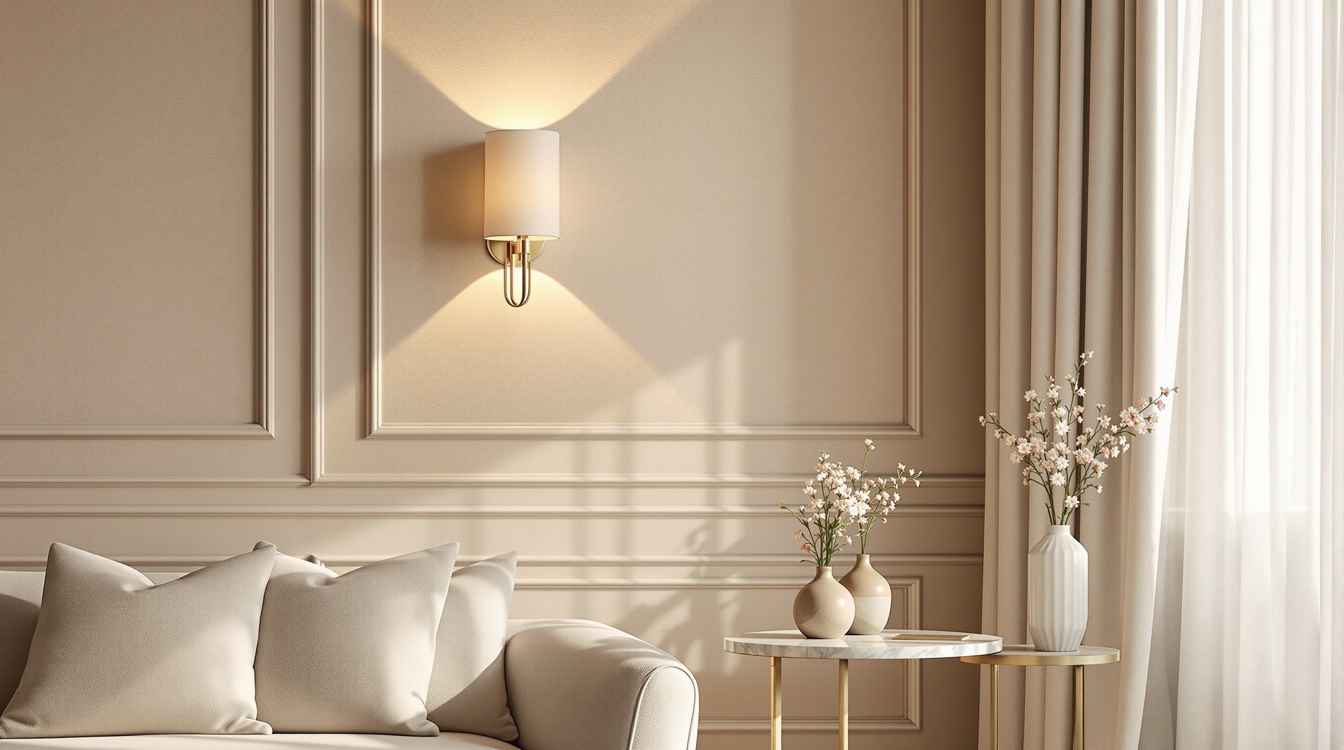 Wall sconces for living room — modern geometric sconce on a textured wall