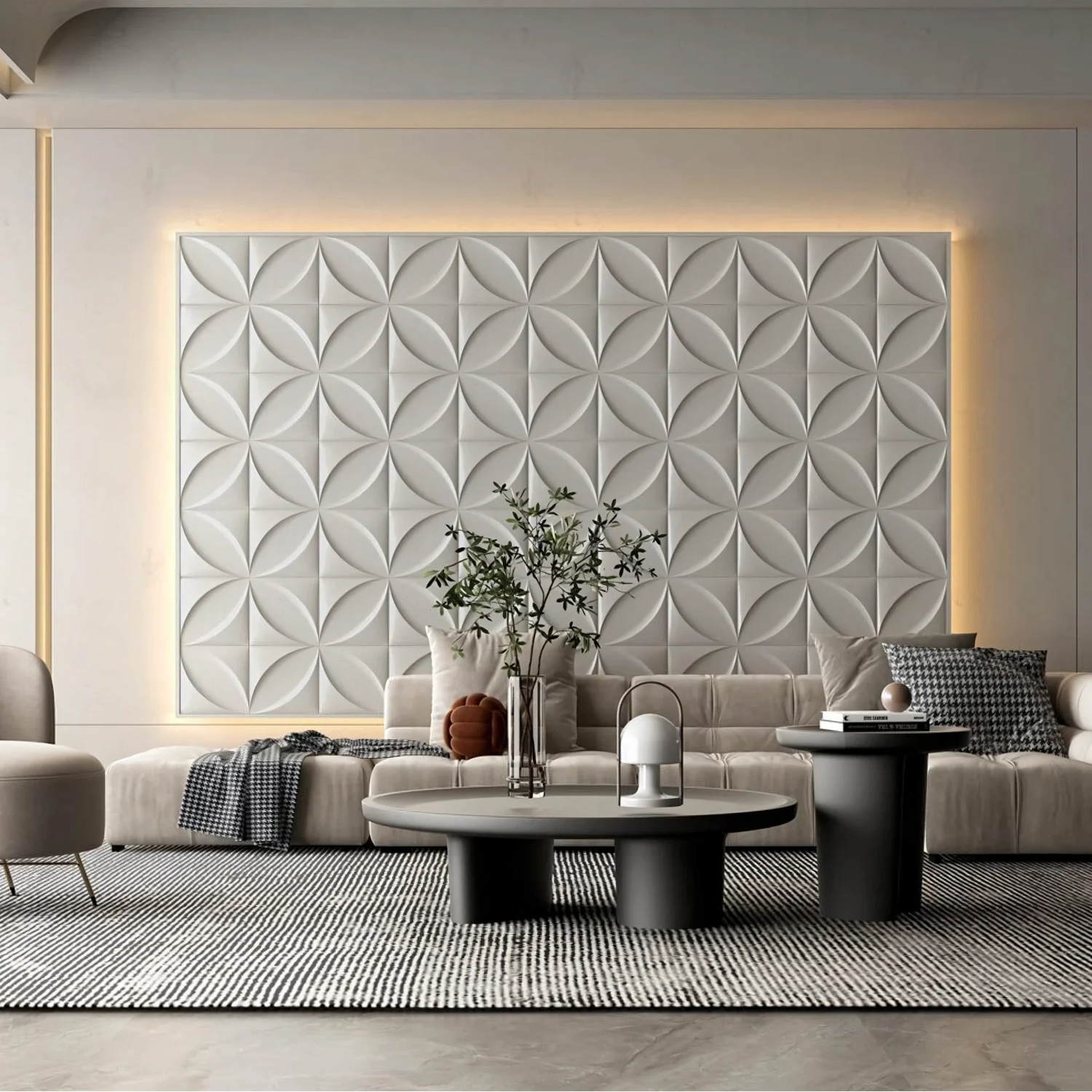 Geometric 3D faux-leather wall panel