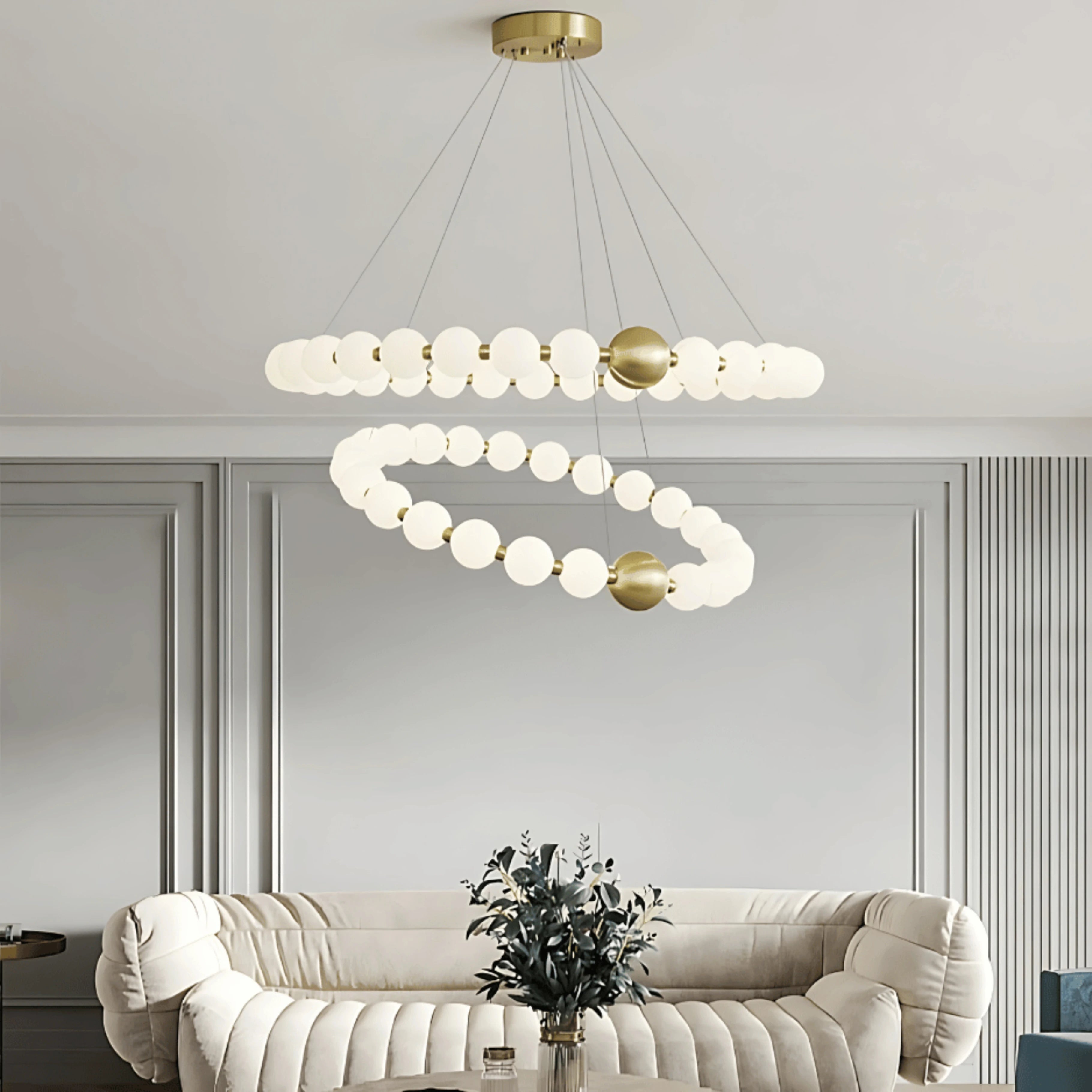 DÉLICATESSE DE PERLES 2 TIER CHANDELIER