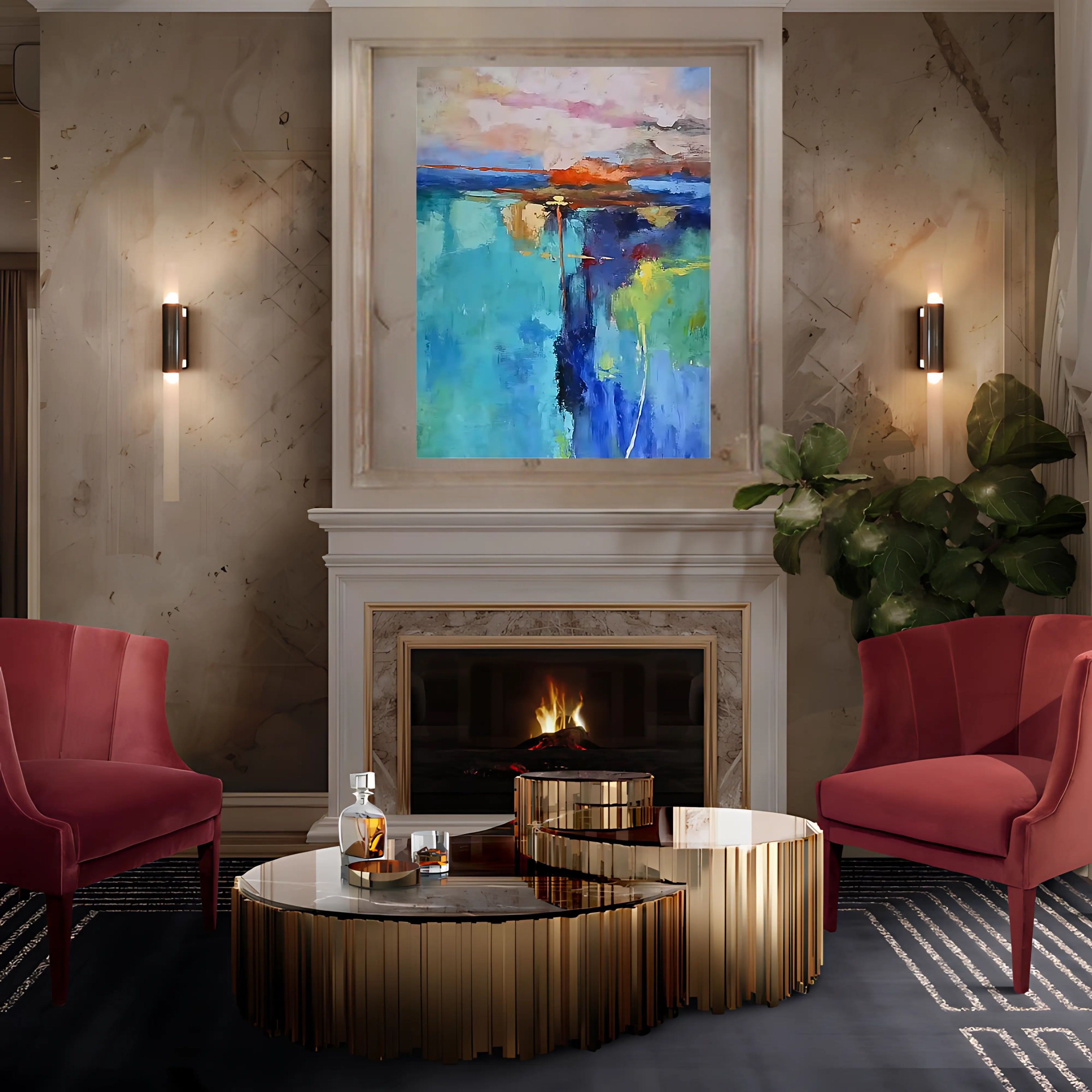 LUMINOUS CASCADE OIL PAINTING