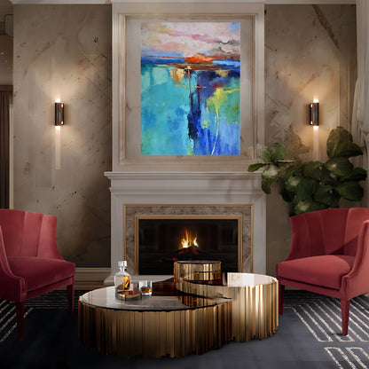 LUMINOUS CASCADE OIL PAINTING