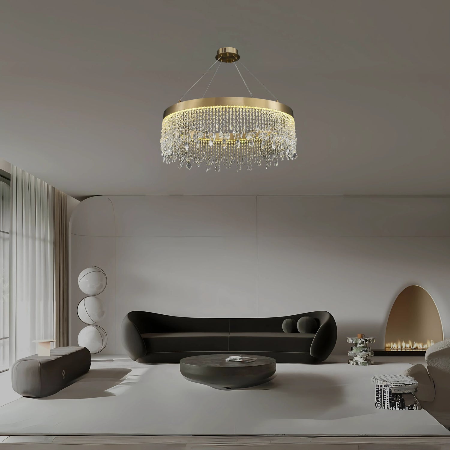 ELEGANT CRYSTAL HALO CHANDELIER