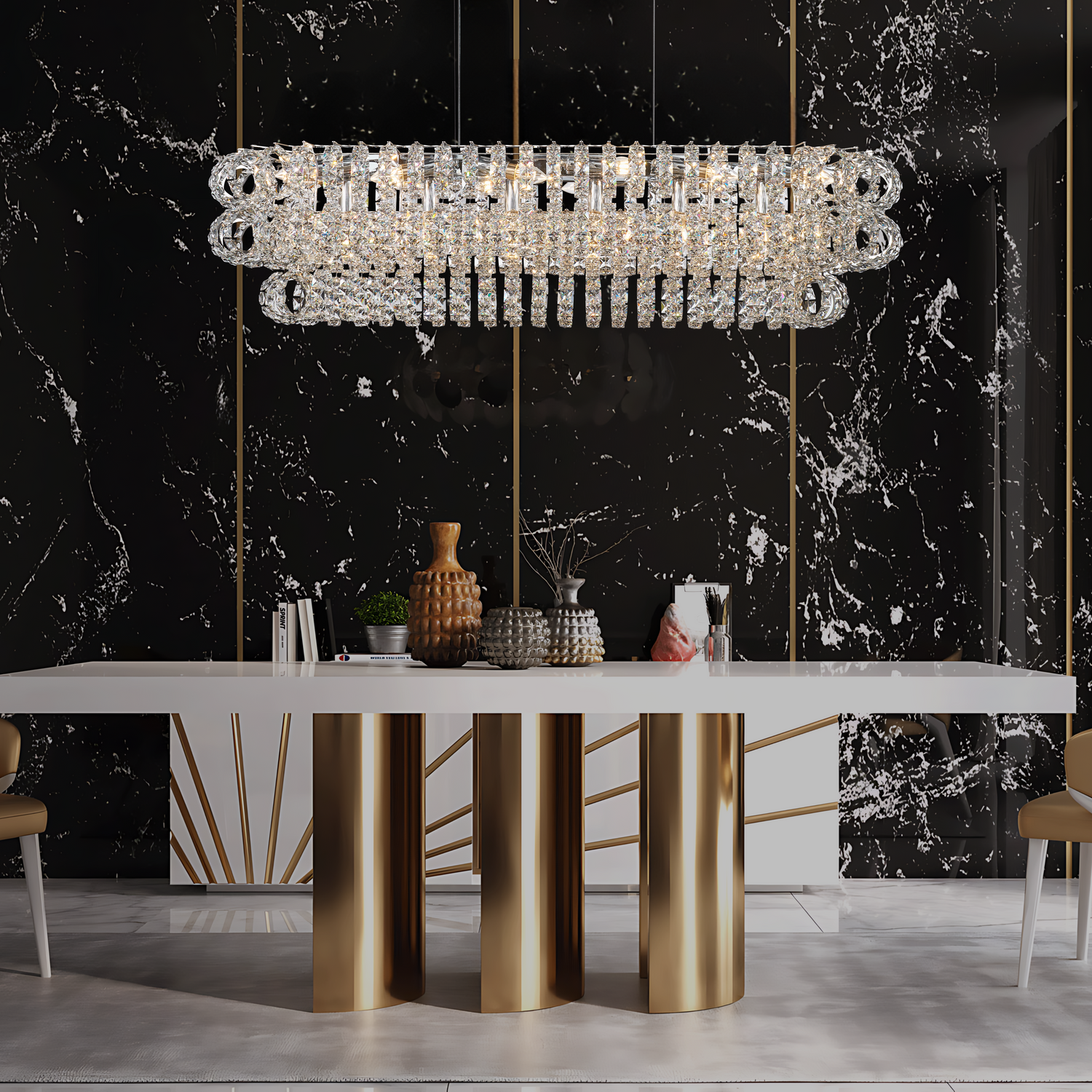 AMULETTE OVAL 3 TIER CHANDELIER