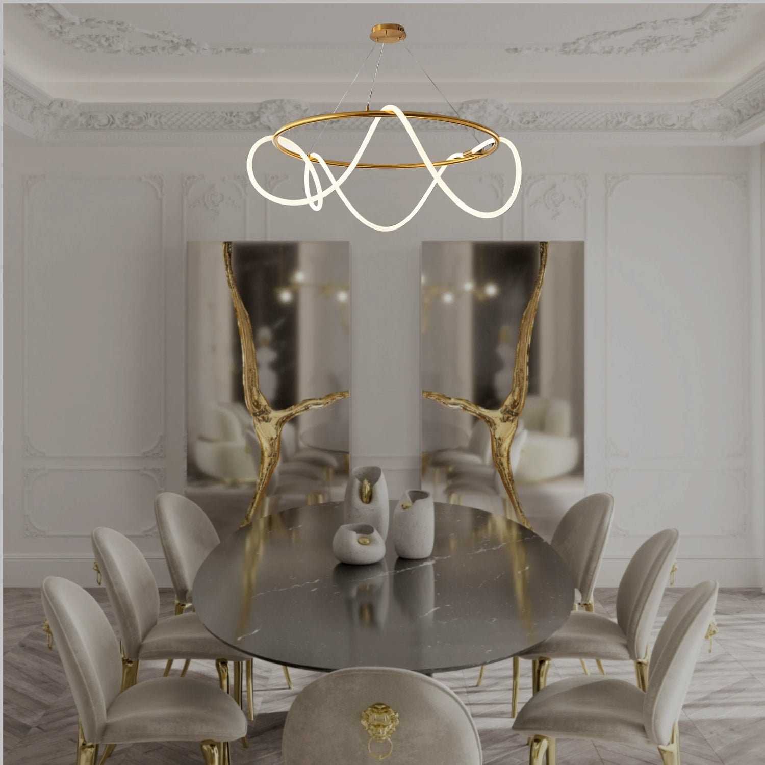AMORPHOUS TUBE HALO CHANDELIER