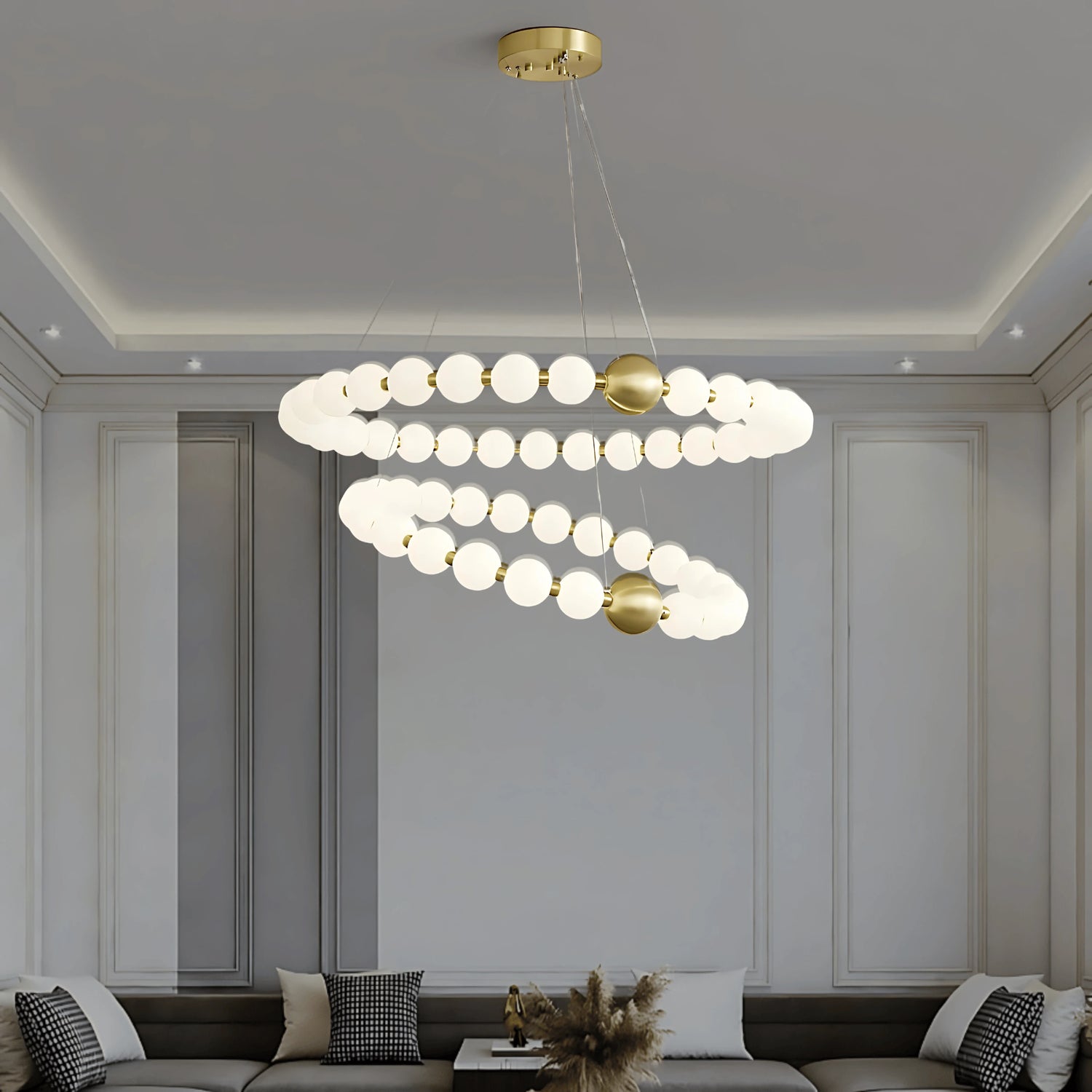 DÉLICATESSE DE PERLES 2 TIER CHANDELIER