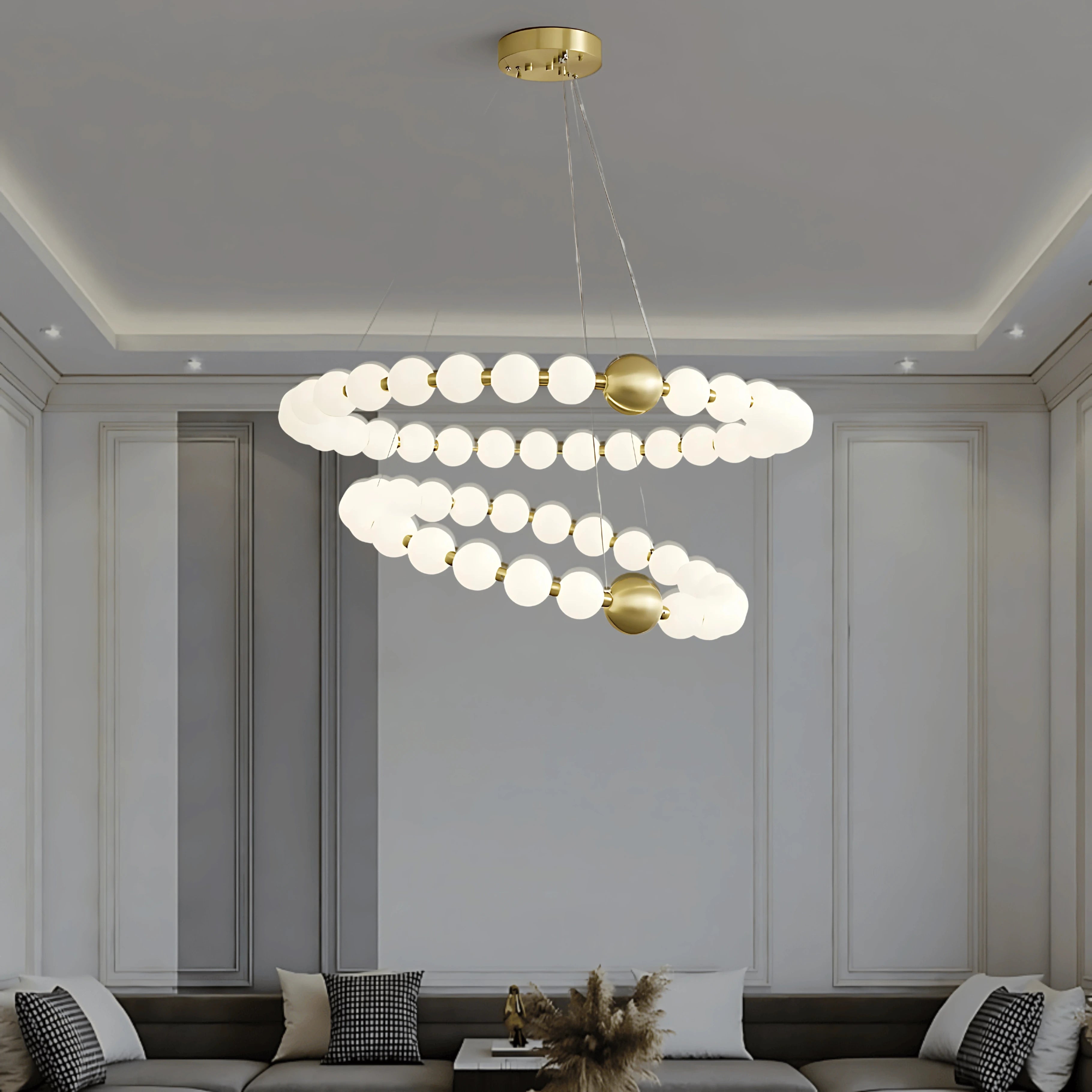 DÉLICATESSE DE PERLES 2 TIER CHANDELIER