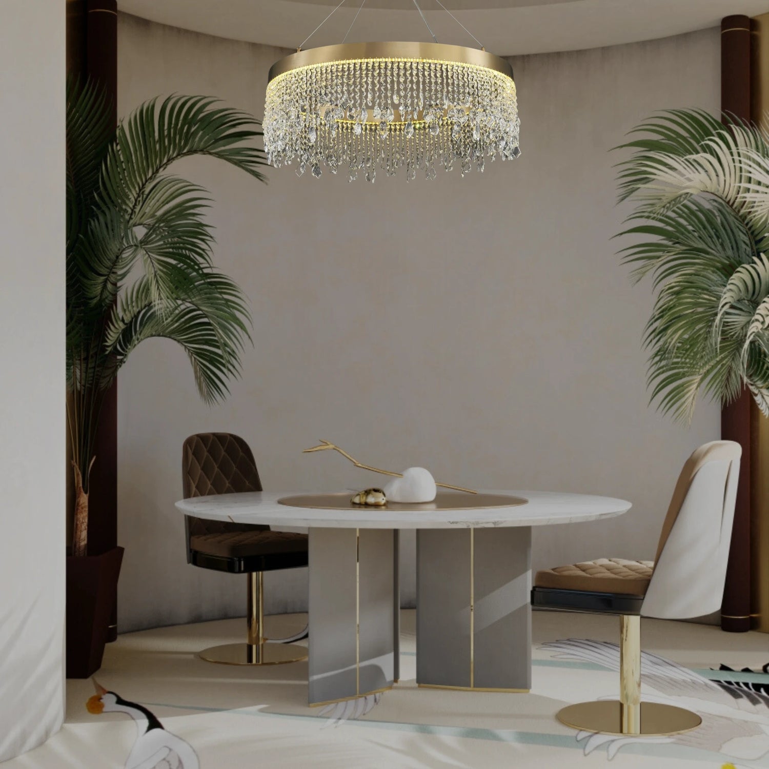 ELEGANT CRYSTAL HALO CHANDELIER