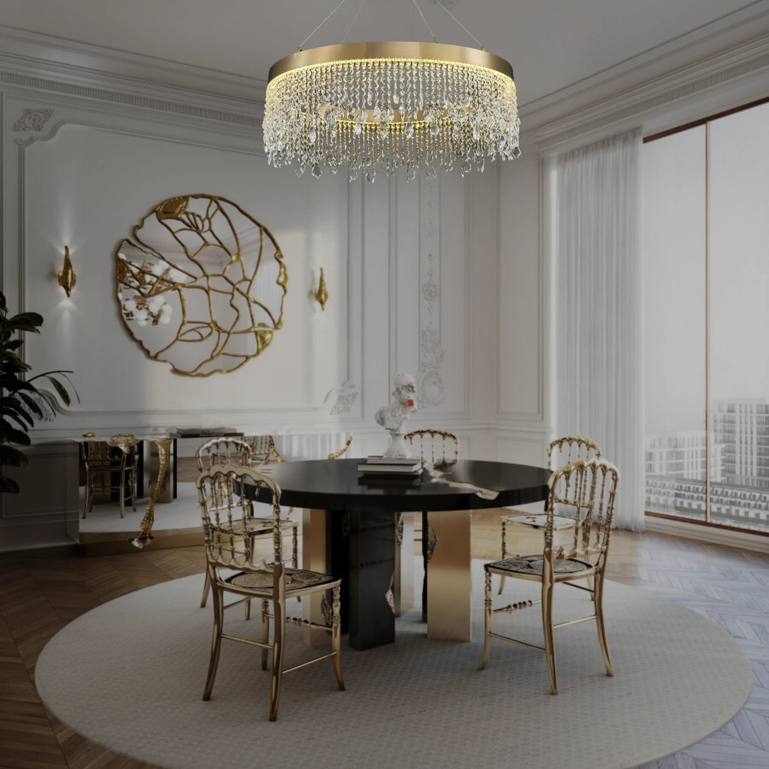 ELEGANT CRYSTAL HALO CHANDELIER