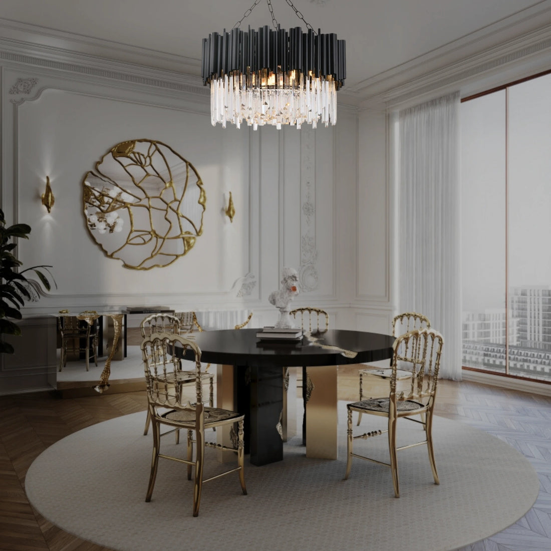 NOIR ÉBÈNE HALO CHANDELIER