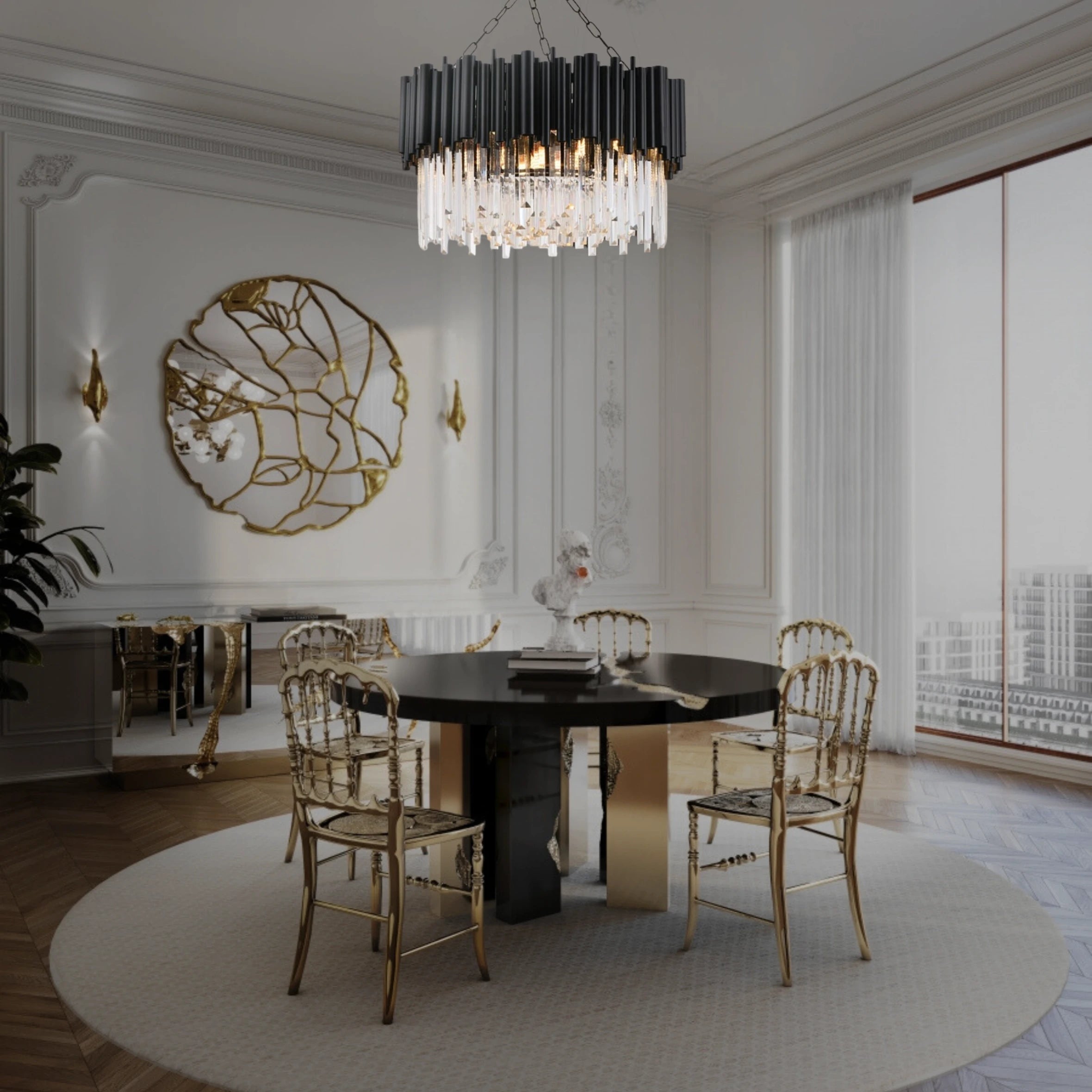 NOIR ÉBÈNE HALO CHANDELIER