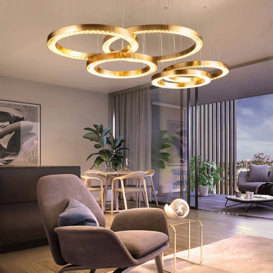 GOLD DUST 5 TIER CHANDELIER