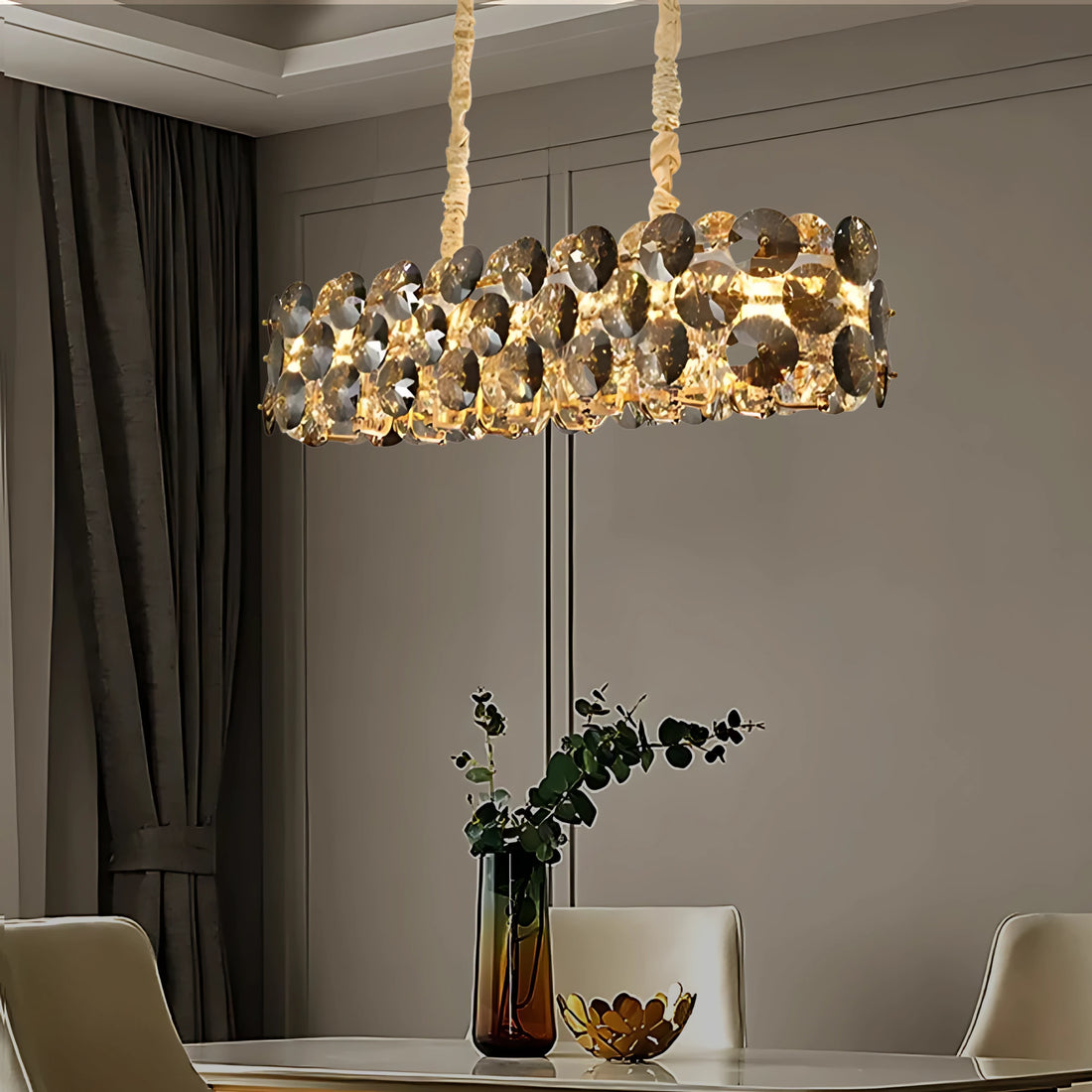 RETRO SMOKE OVAL CHANDELIER