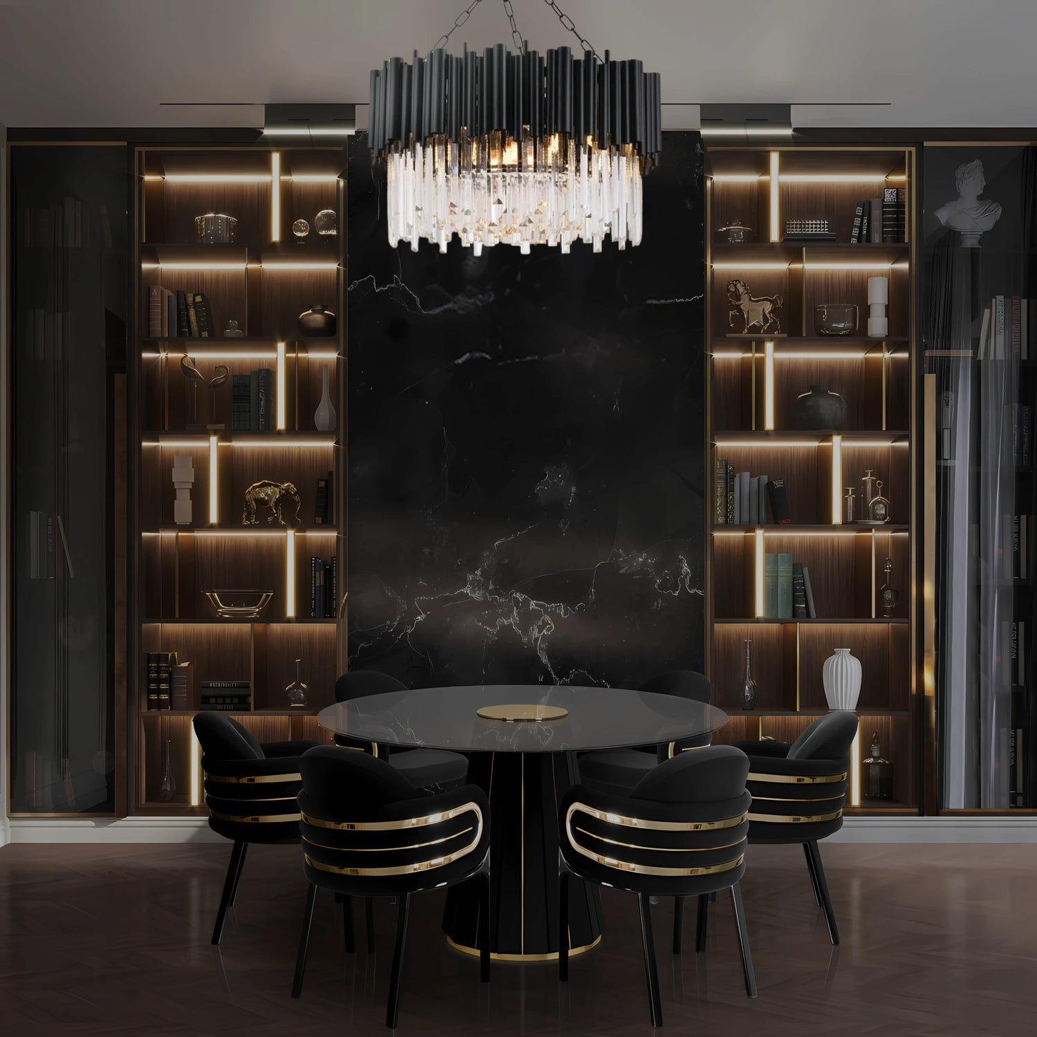 NOIR ÉBÈNE HALO CHANDELIER