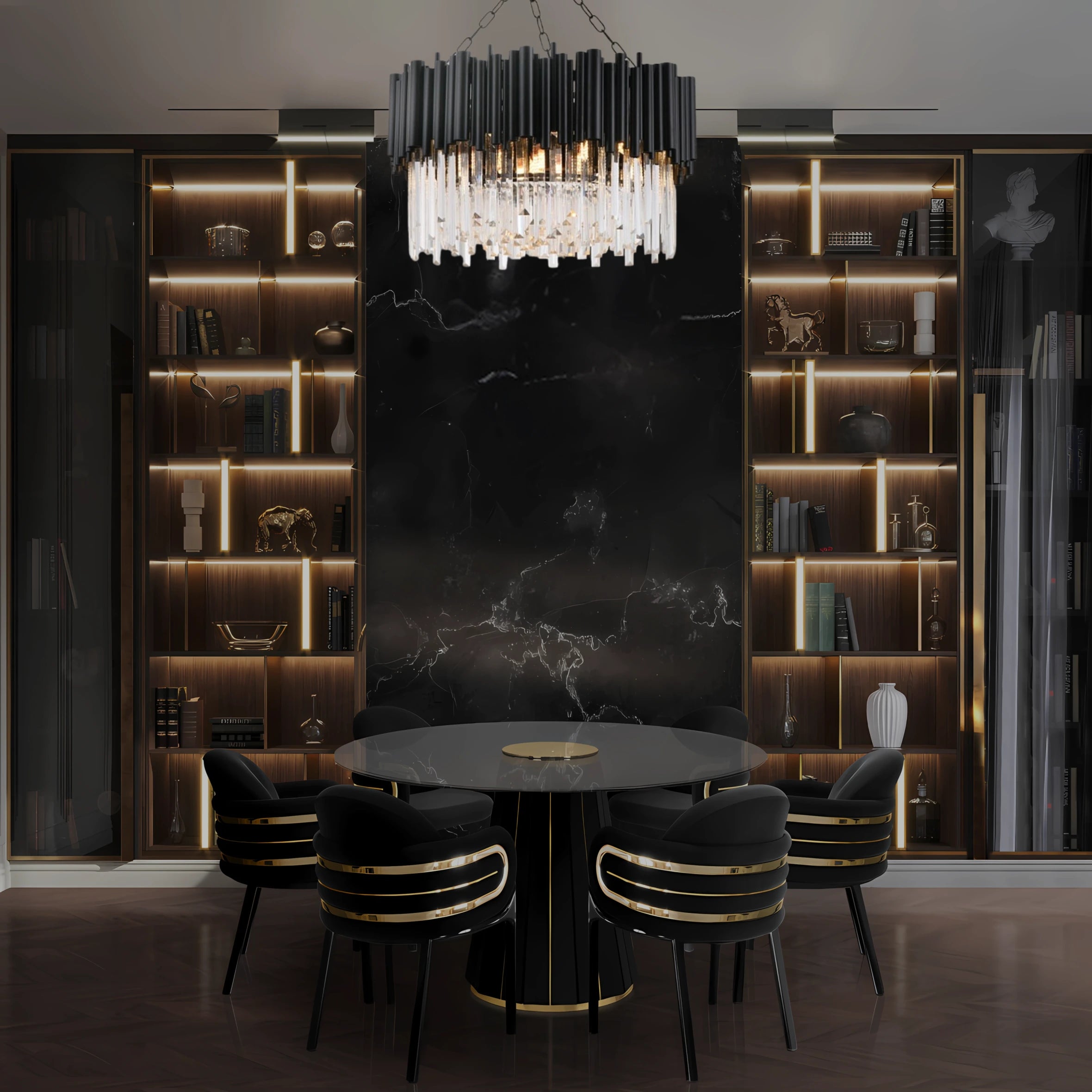 NOIR ÉBÈNE HALO CHANDELIER