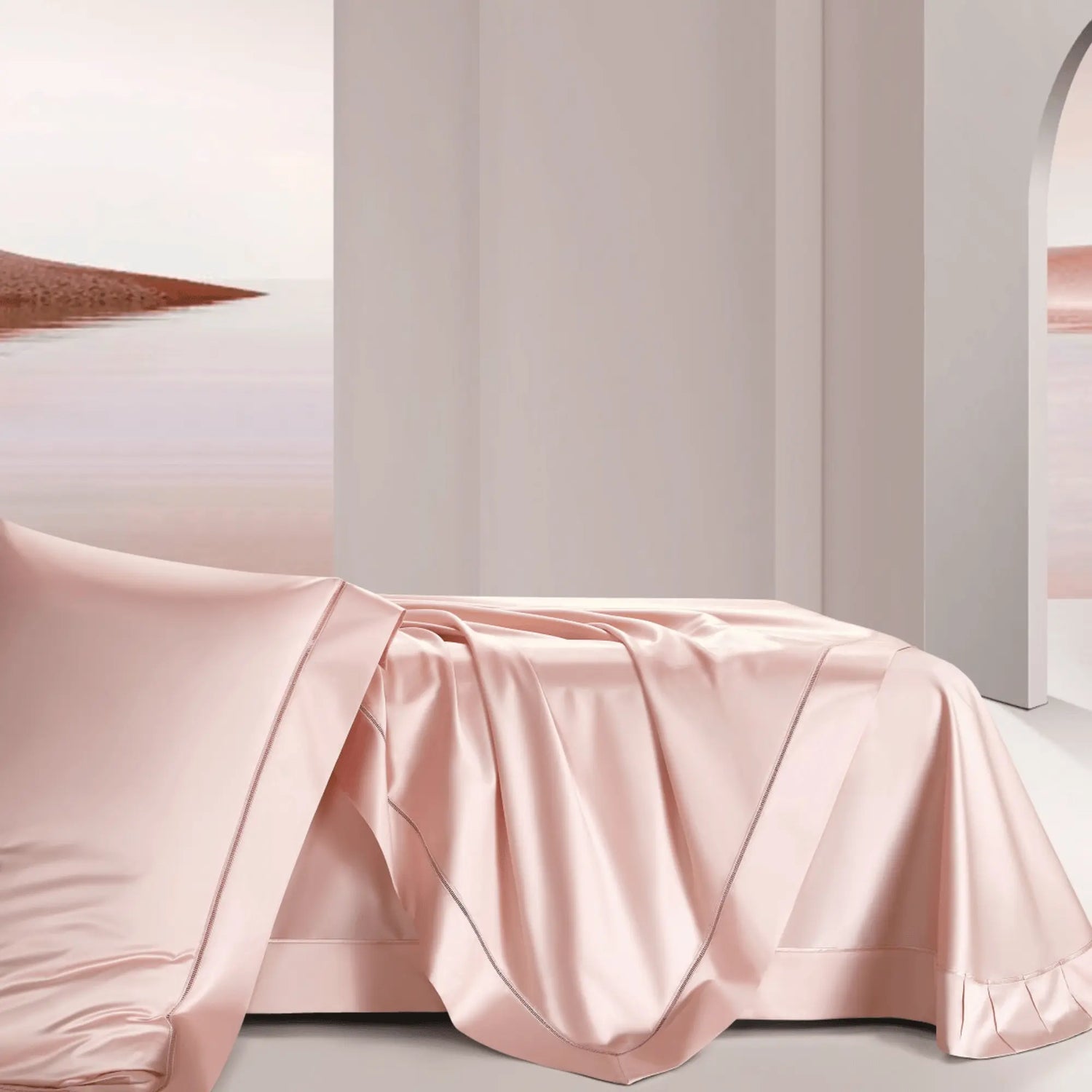 BLUSH ROSE HARMONY 2000 THREAD COUNT DUVET COVER &amp; SHAMS
