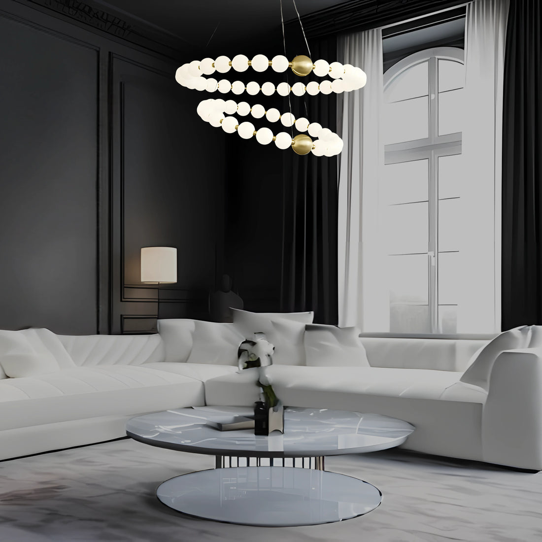 DÉLICATESSE DE PERLES 2 TIER CHANDELIER