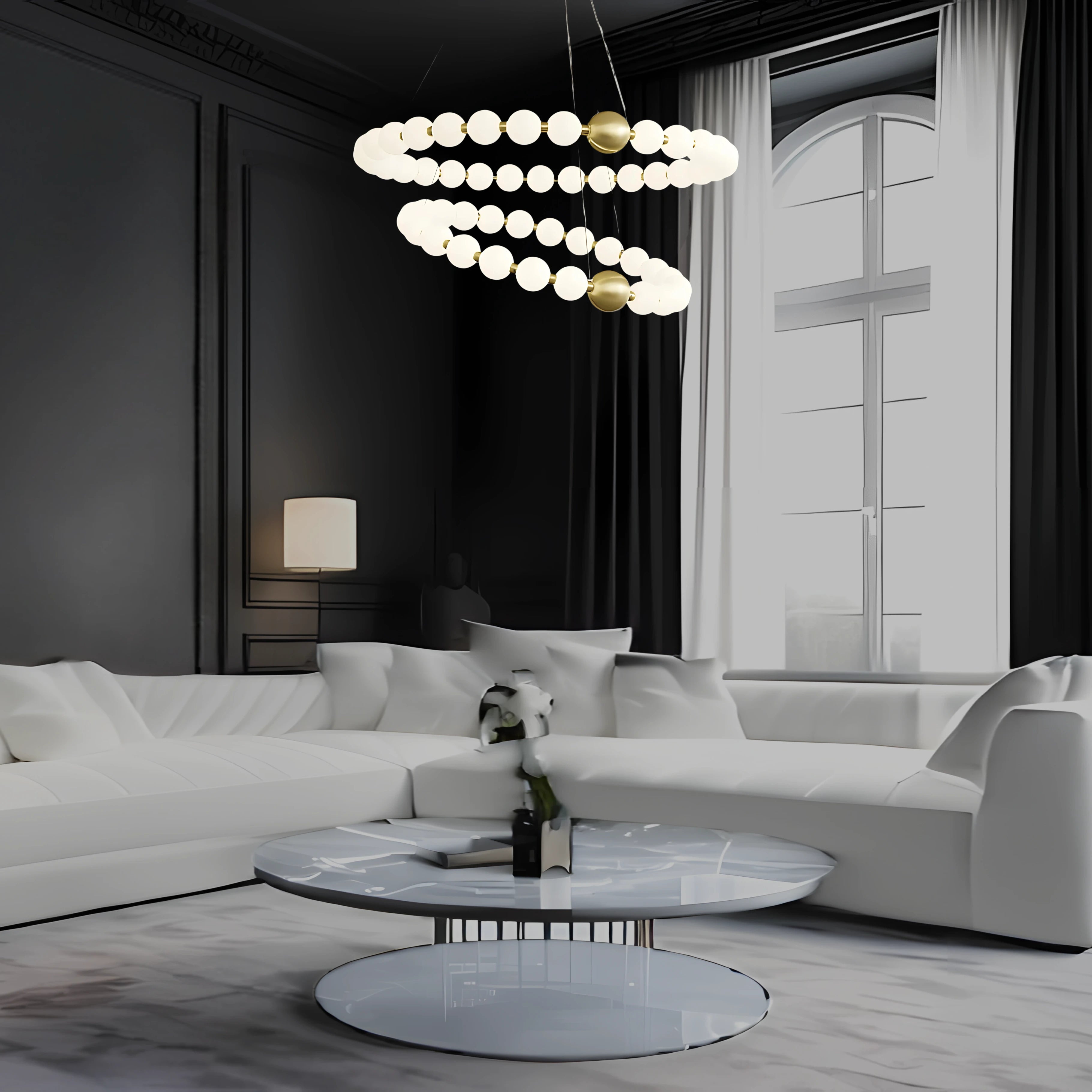 DÉLICATESSE DE PERLES 2 TIER CHANDELIER