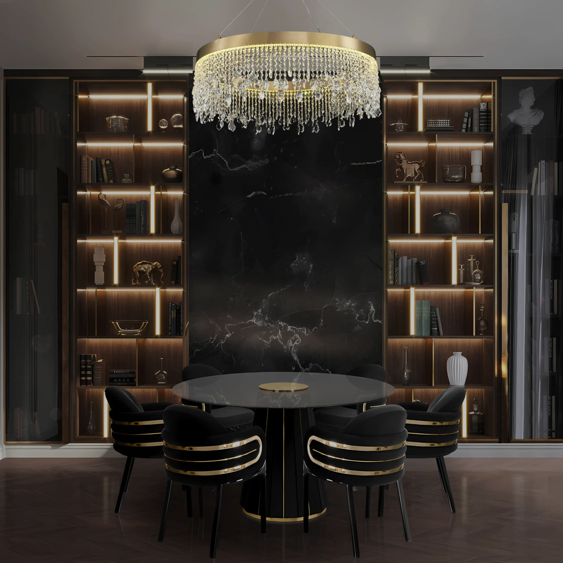 ELEGANT CRYSTAL HALO CHANDELIER