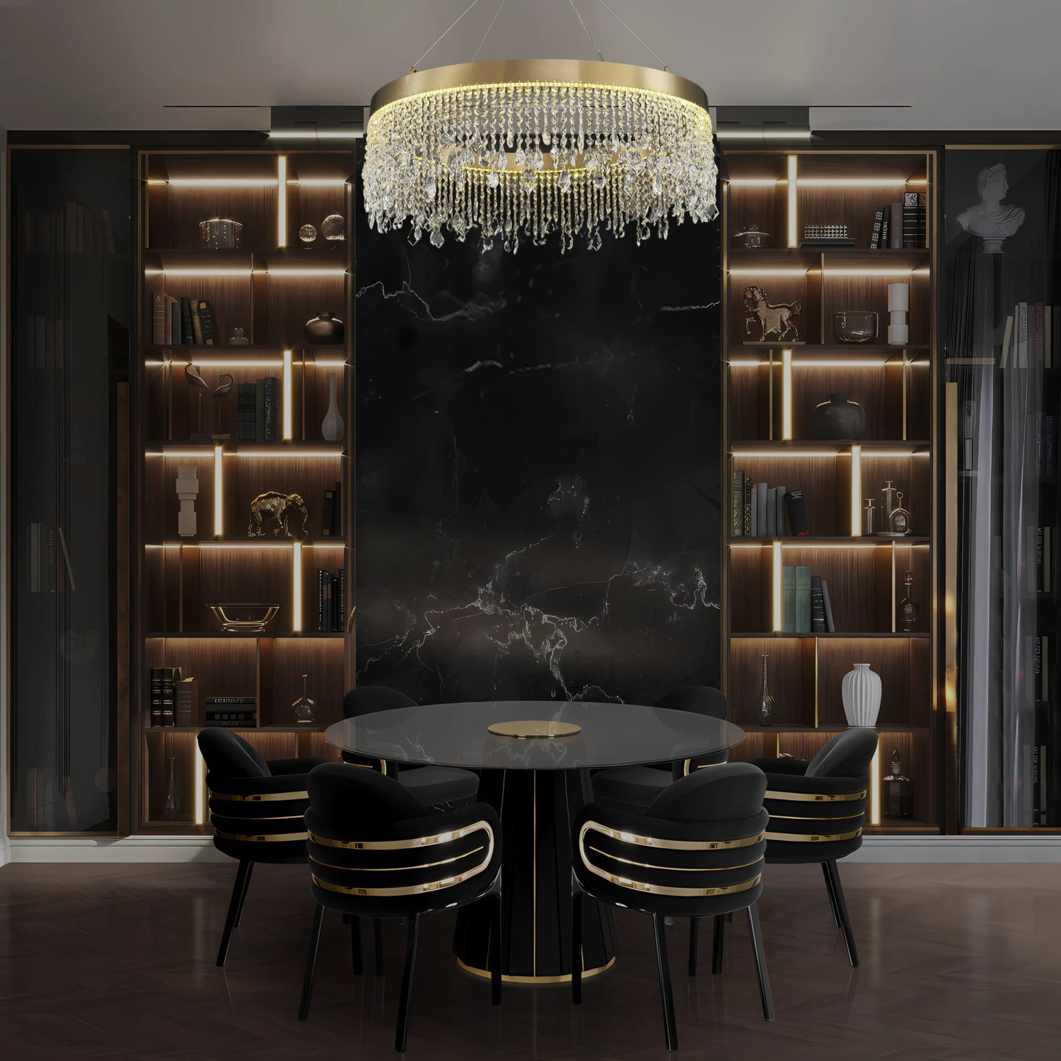 ELEGANT CRYSTAL HALO CHANDELIER