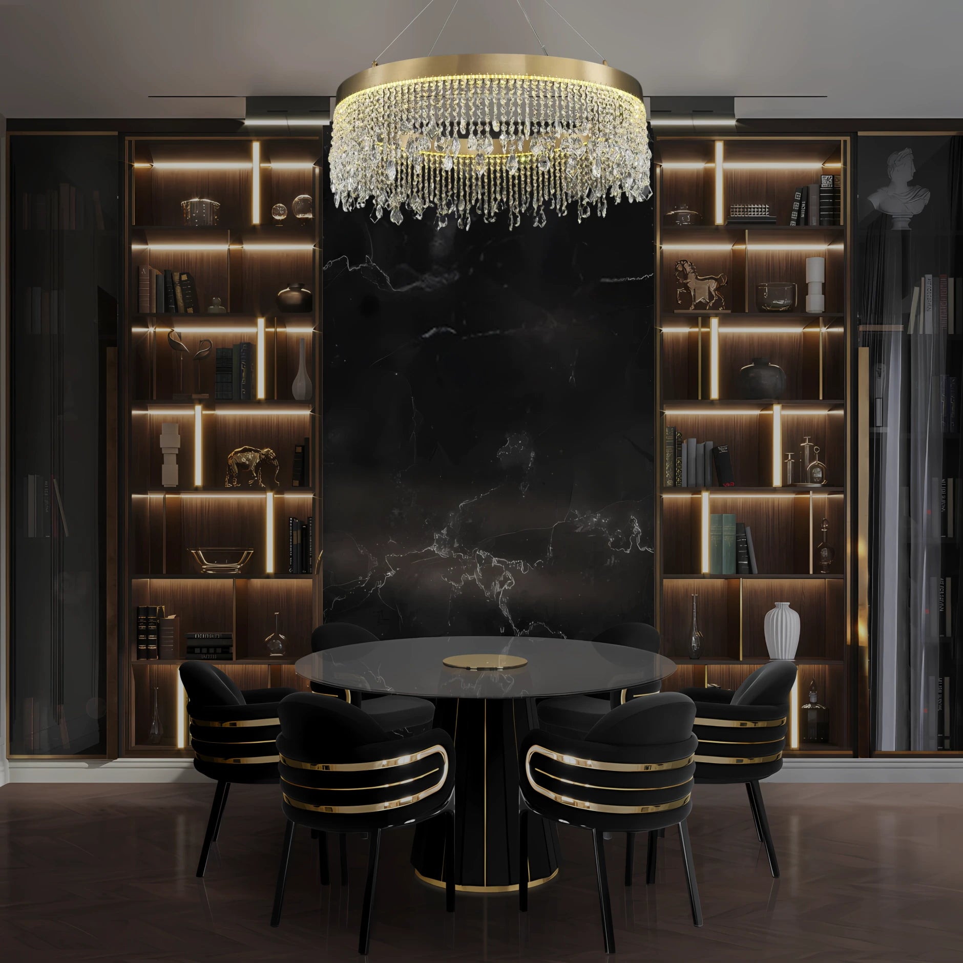ELEGANT CRYSTAL HALO CHANDELIER