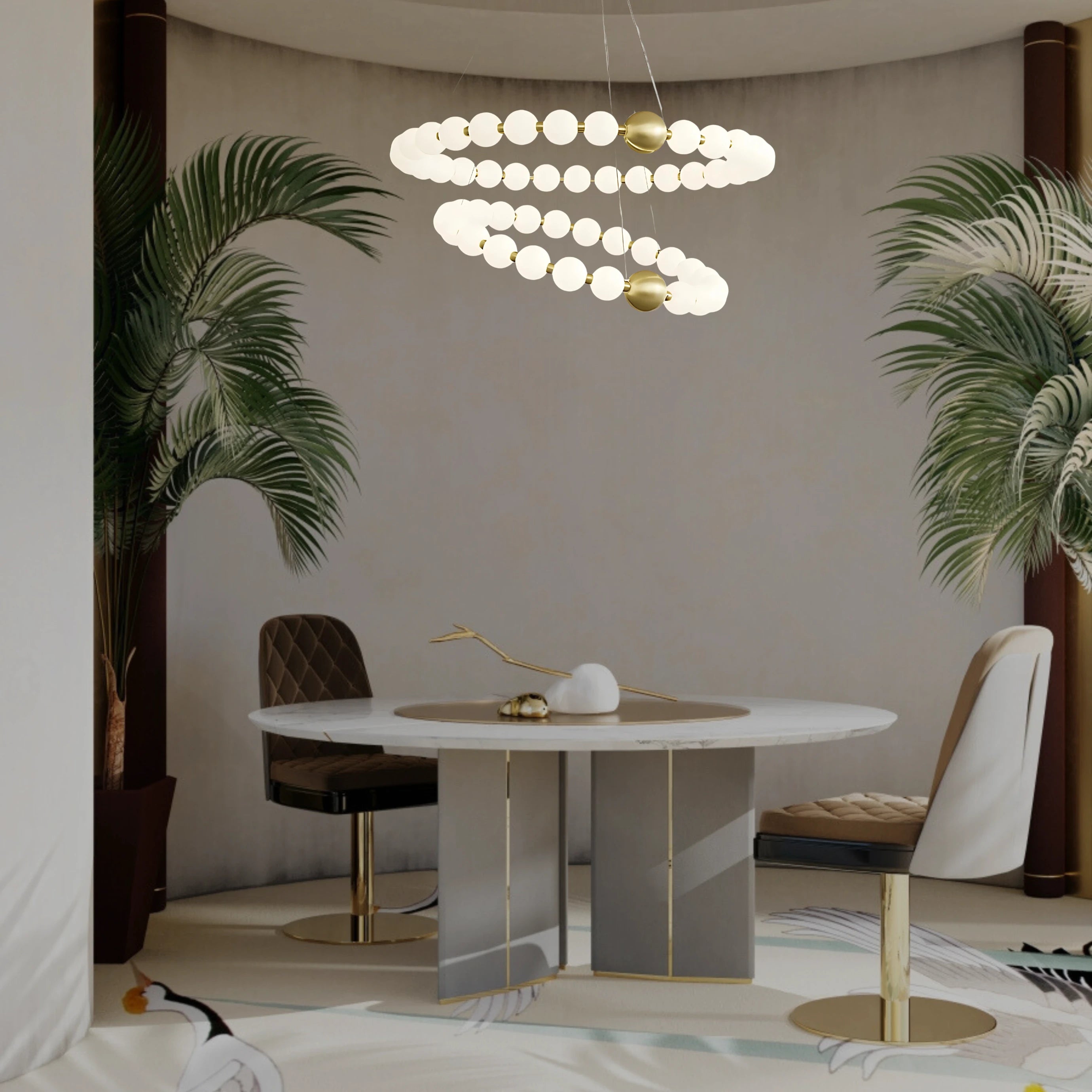 DÉLICATESSE DE PERLES 2 TIER CHANDELIER