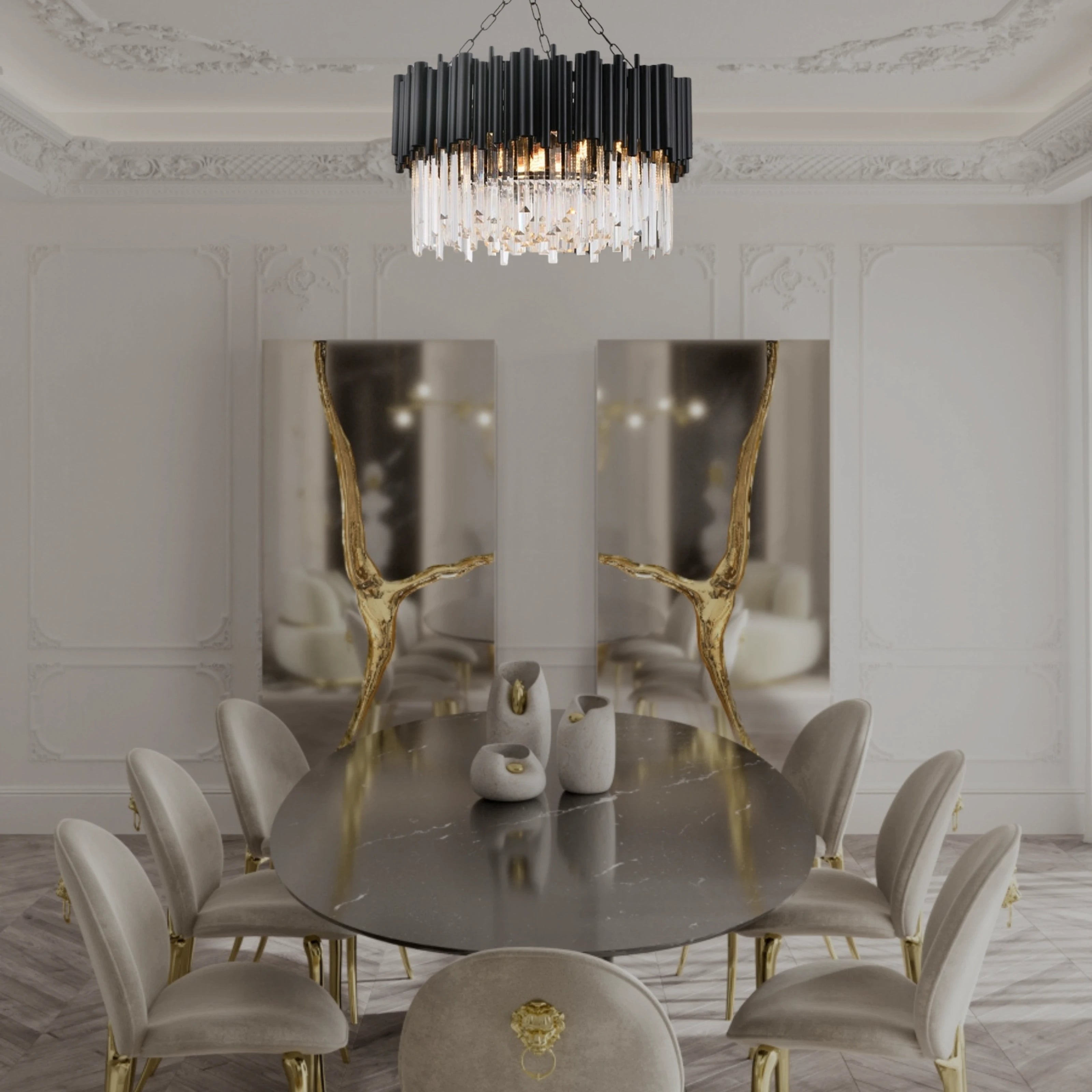 NOIR ÉBÈNE HALO CHANDELIER
