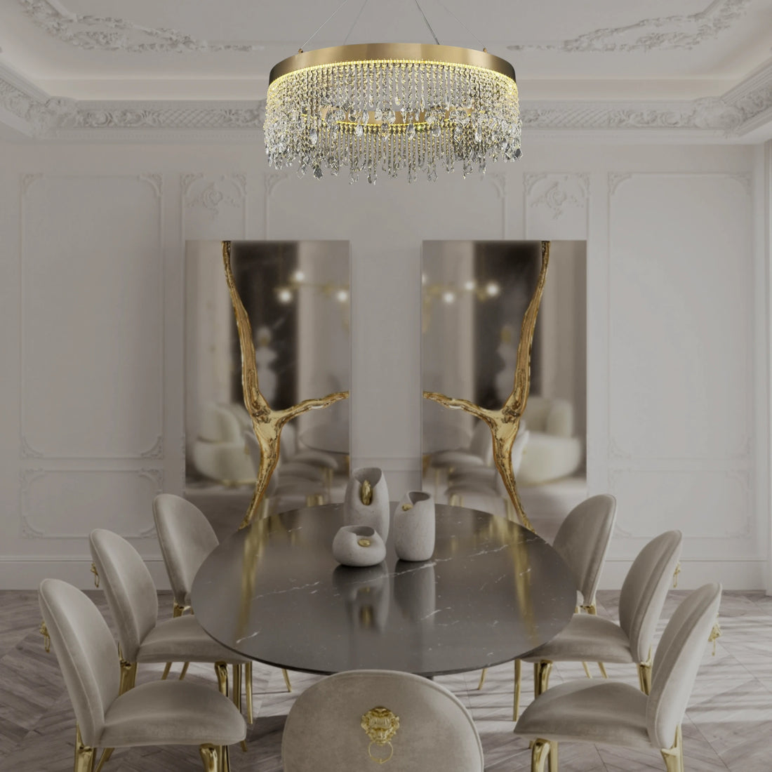 ELEGANT CRYSTAL HALO CHANDELIER