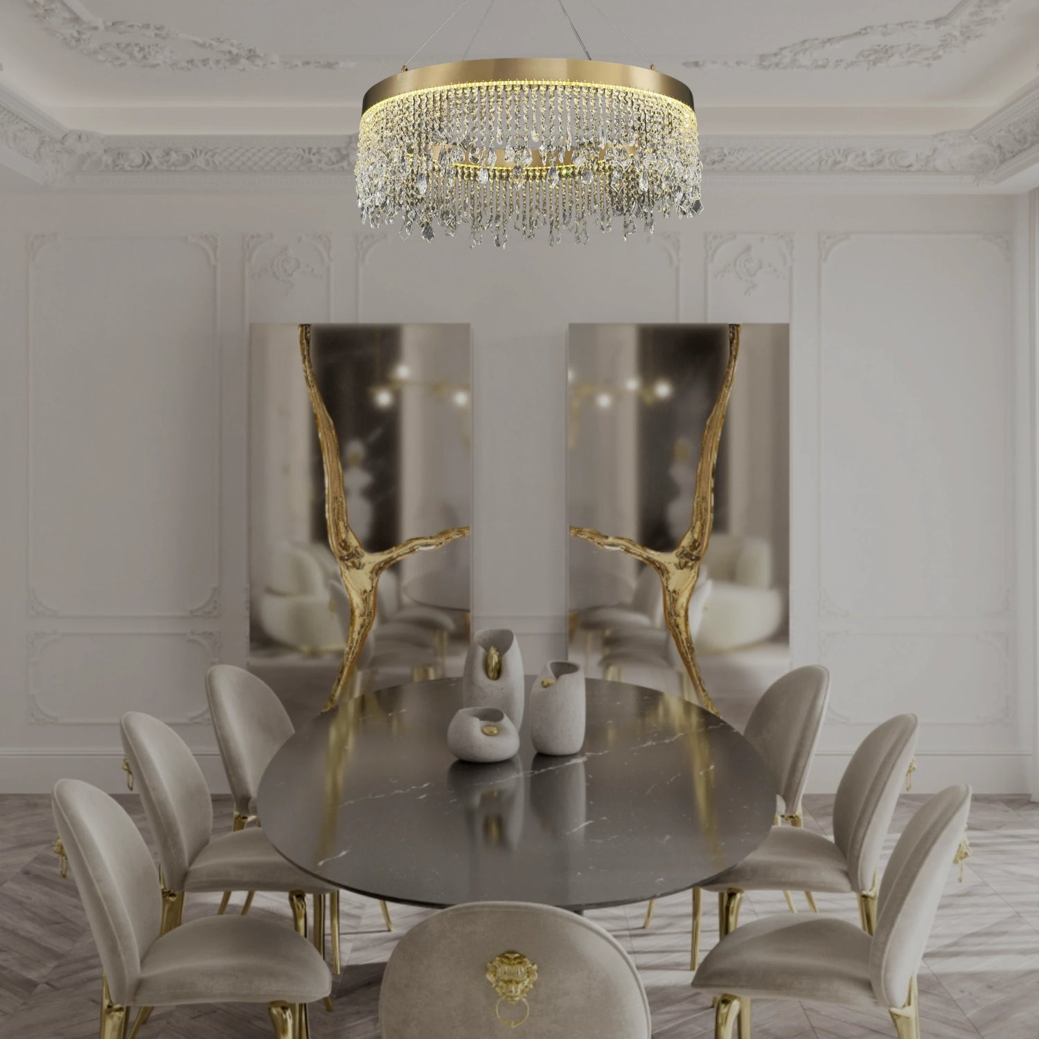 ELEGANT CRYSTAL HALO CHANDELIER