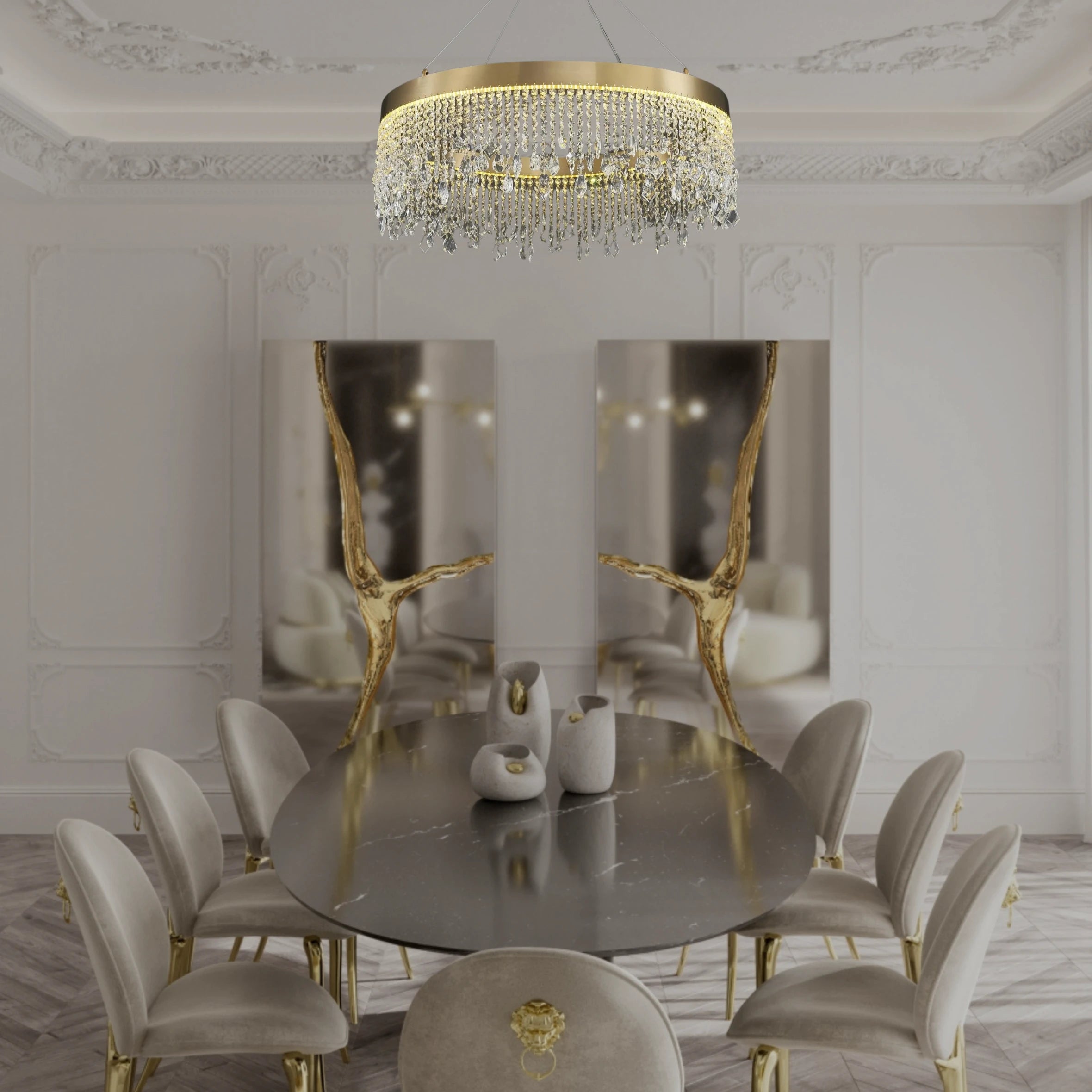 ELEGANT CRYSTAL HALO CHANDELIER