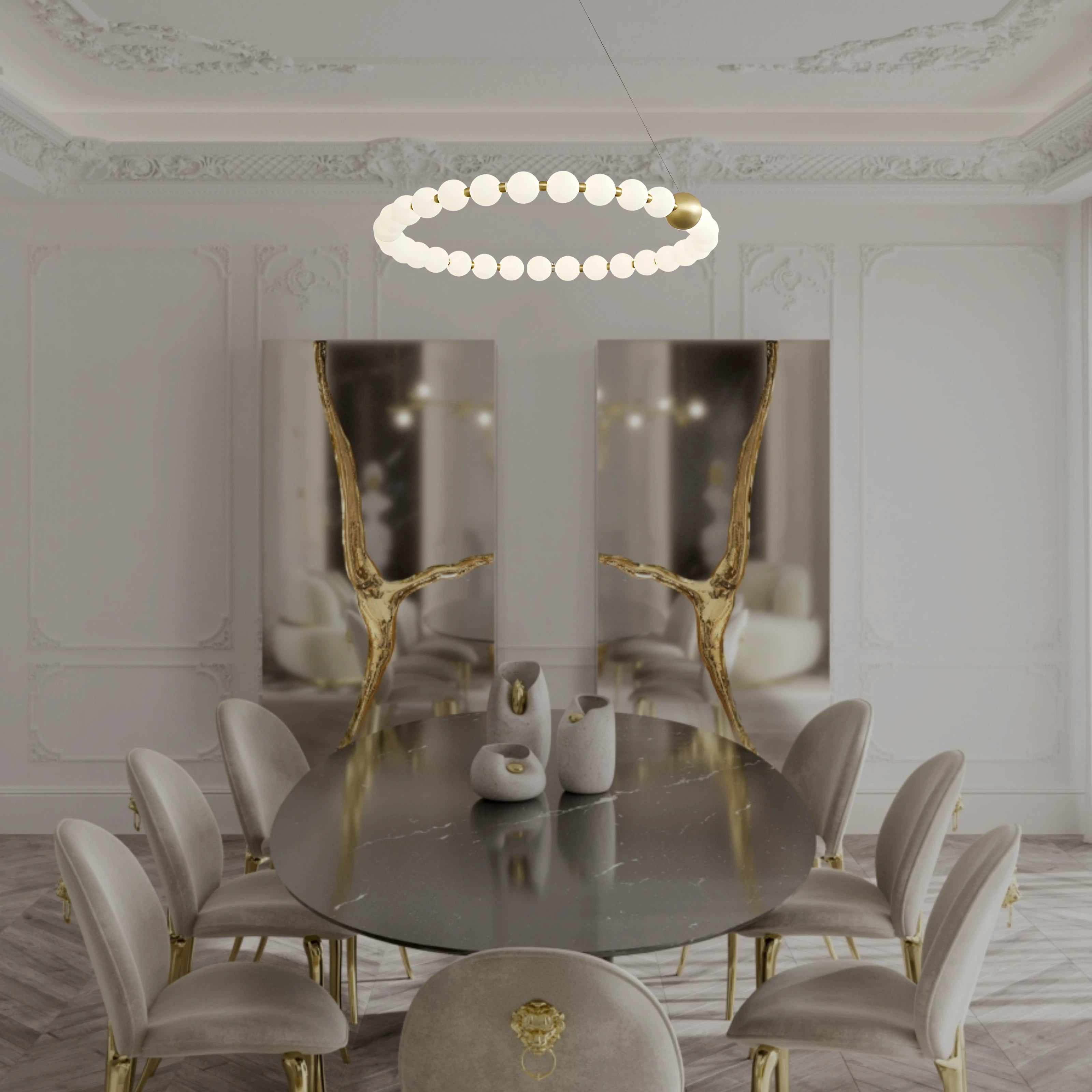 DÉLICATESSE DE PERLES HALO CHANDELIER
