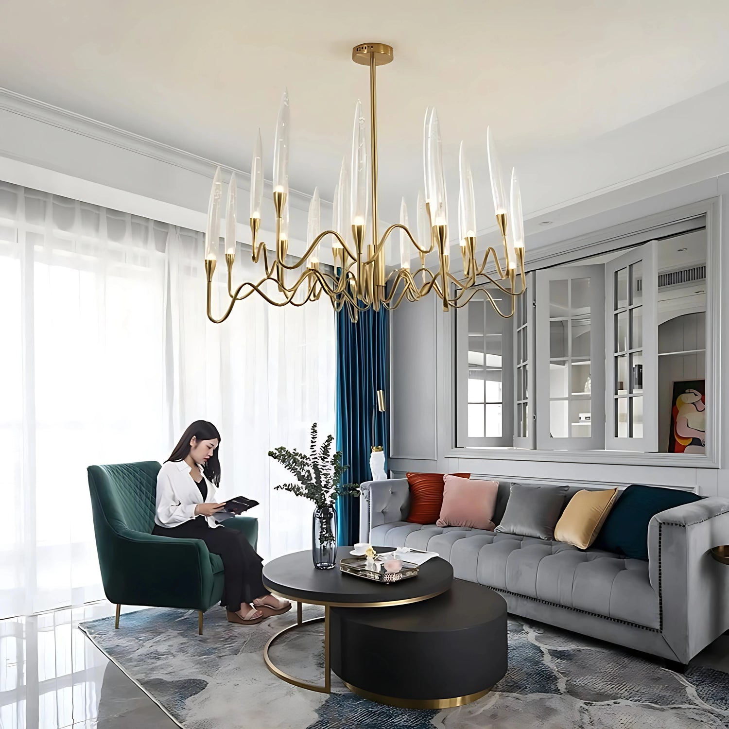 EUROPEAN CANDLE HALO CHANDELIER