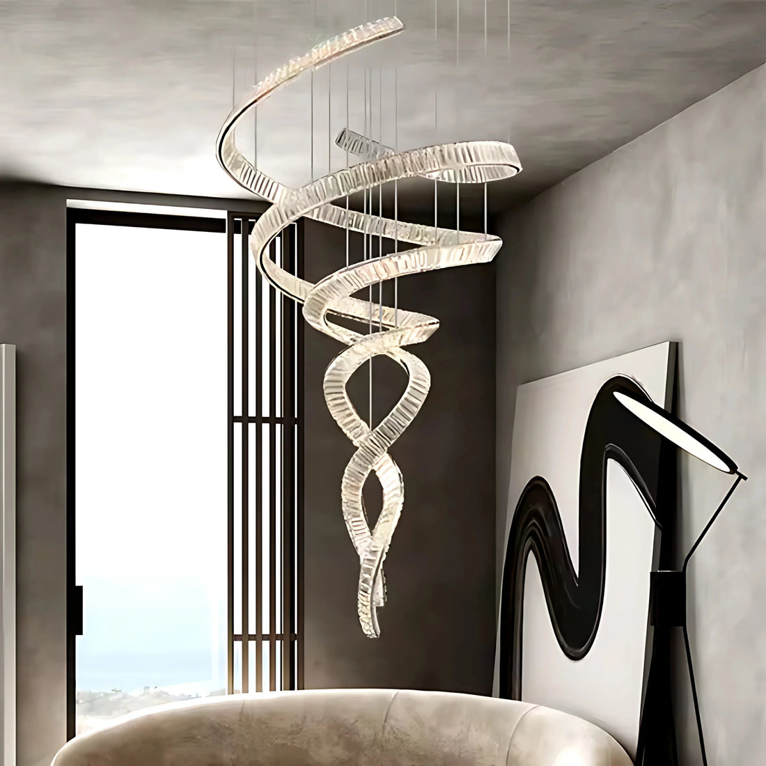 AURORA SWIRL STAIRCASE CHANDELIER