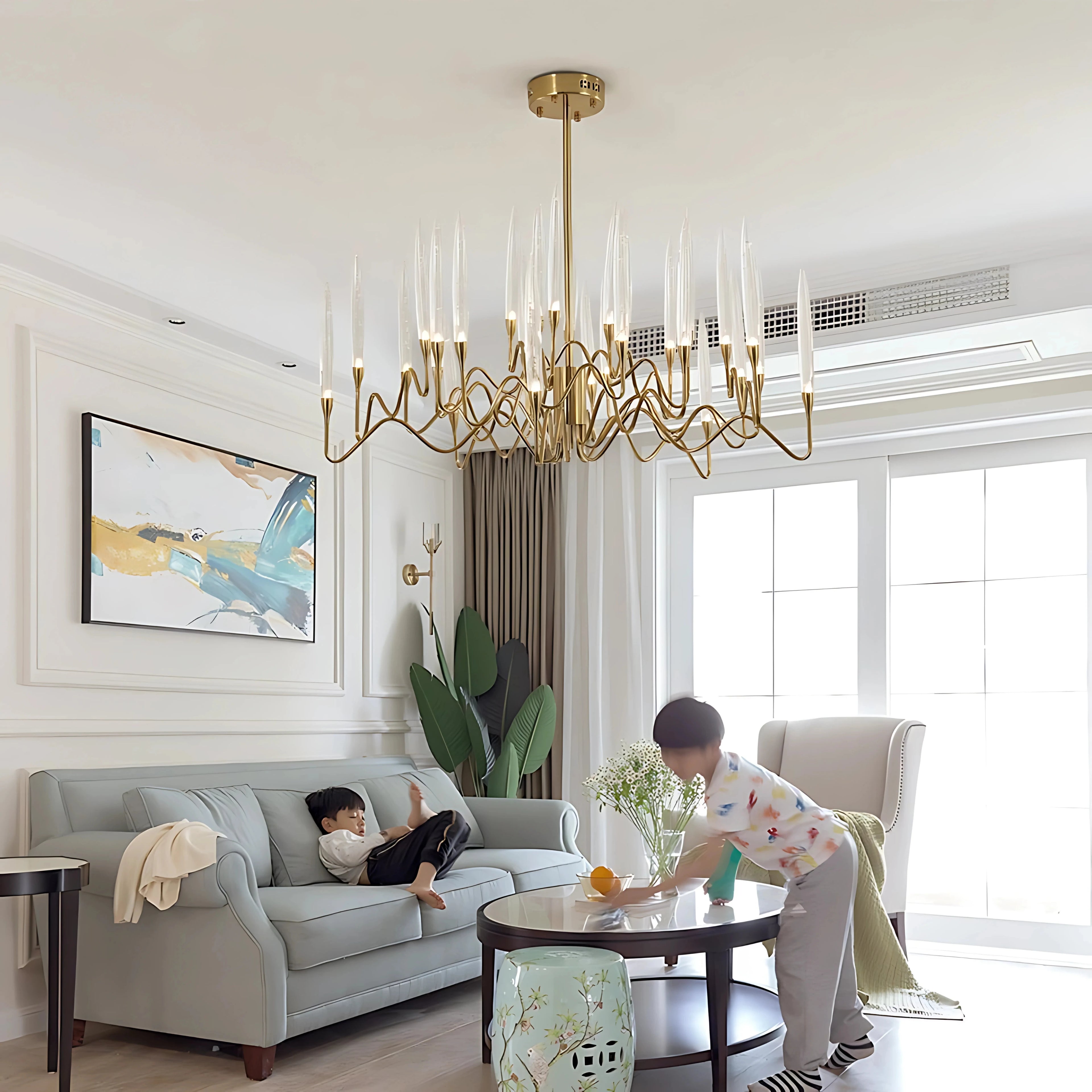 EUROPEAN CANDLE HALO CHANDELIER