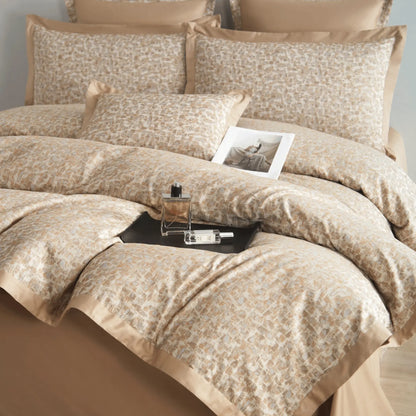 BEIGE MYSTIQUE 1000 THREAD COUNT DUVET COVER &amp; SHAMS