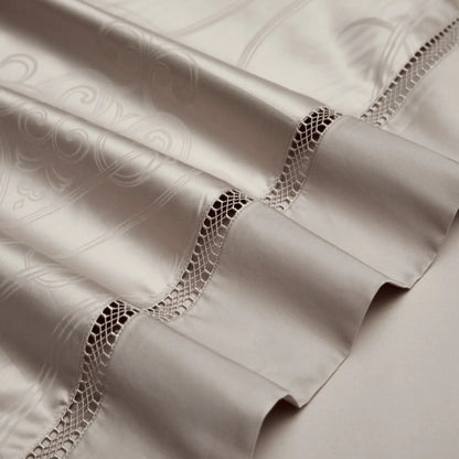 CHAMPAGNE IVORY ELEGANCE 1400 THREAD COUNT DUVET COVER &amp; SHAMS
