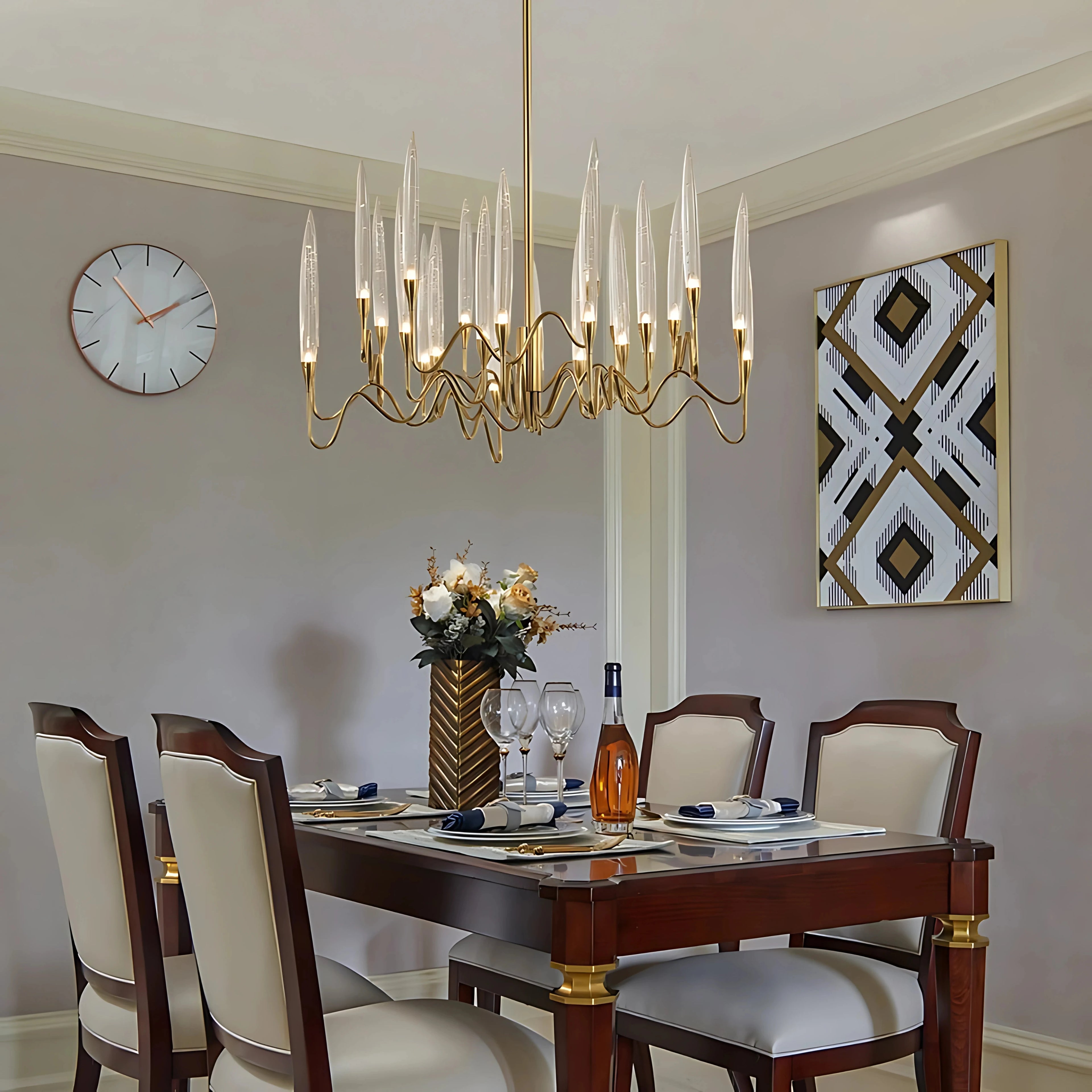 EUROPEAN CANDLE HALO CHANDELIER