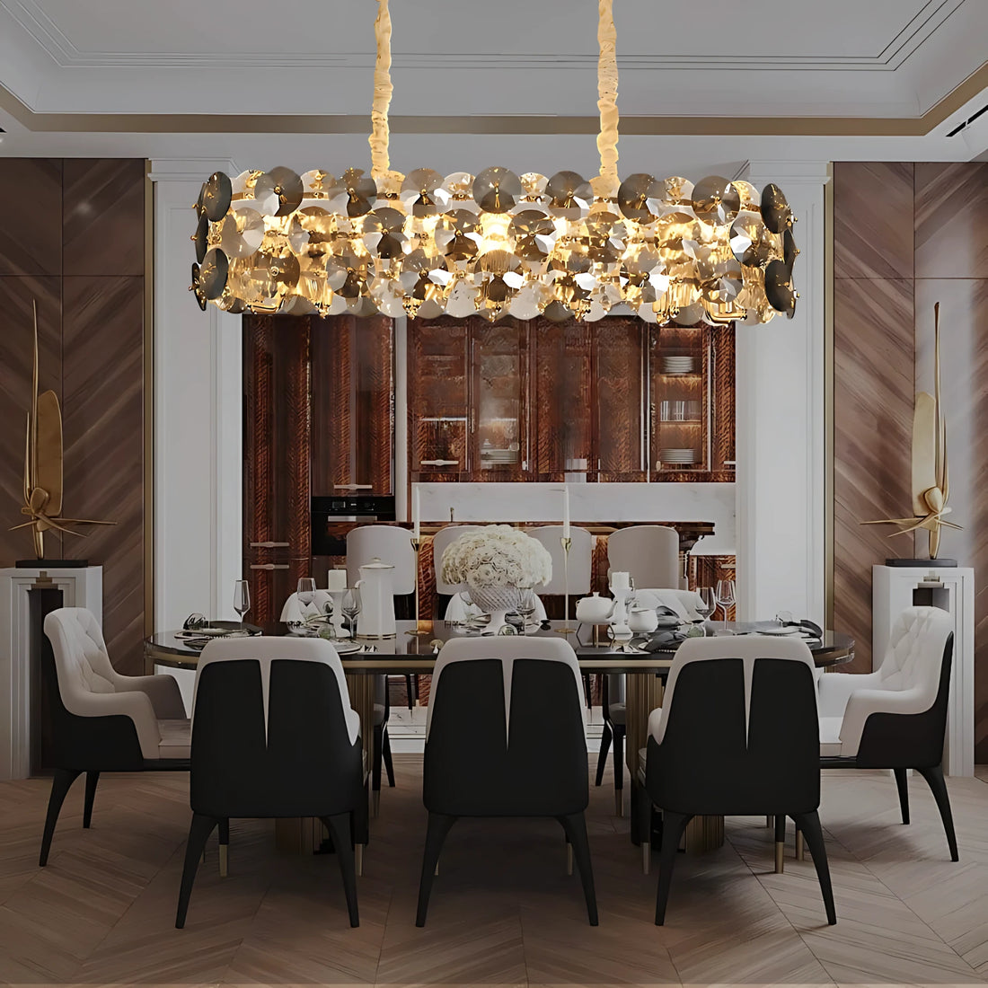 RETRO SMOKE OVAL CHANDELIER