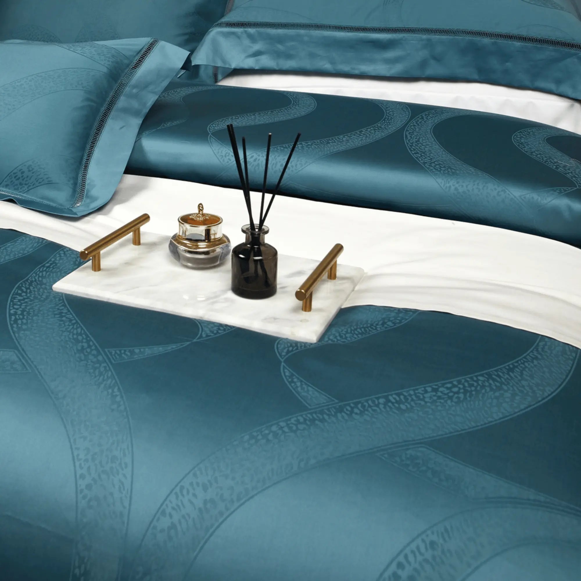 TEAL HARMONY 1000 THREAD COUNT DUVET COVER &amp; SHAMS