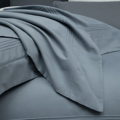 STEEL BLUE 600 THREAD COUNT DUVET COVER &amp; SHAMS