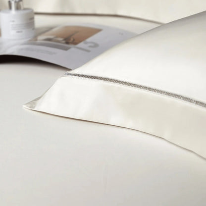 PEARL WHITE ELEGANCE 2000 THREAD COUNT DUVET COVER &amp; SHAMS