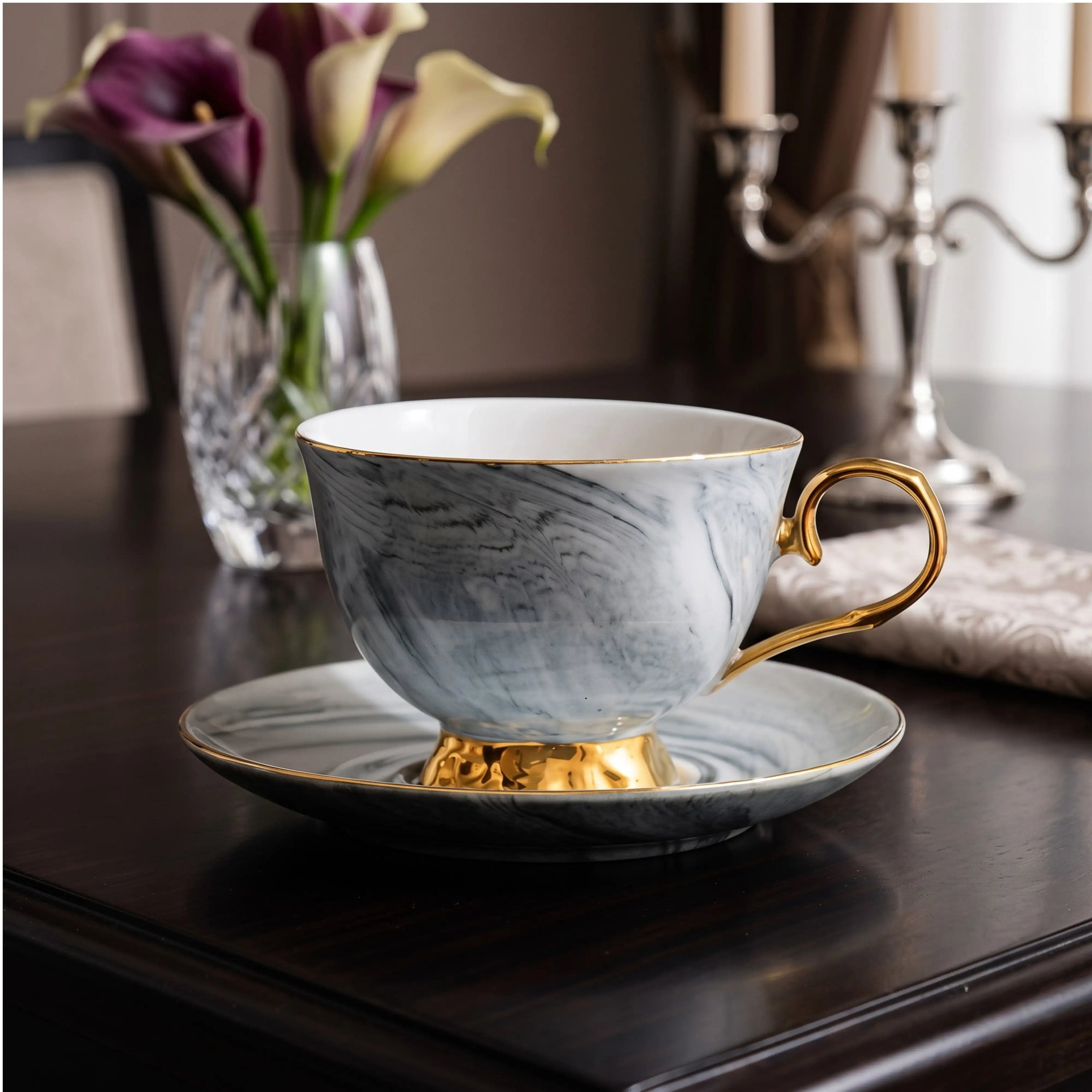 BEAU GREY TEACUP SET