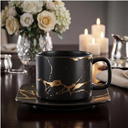 LIGHTNING NOIR TEACUP &amp; MUG SET