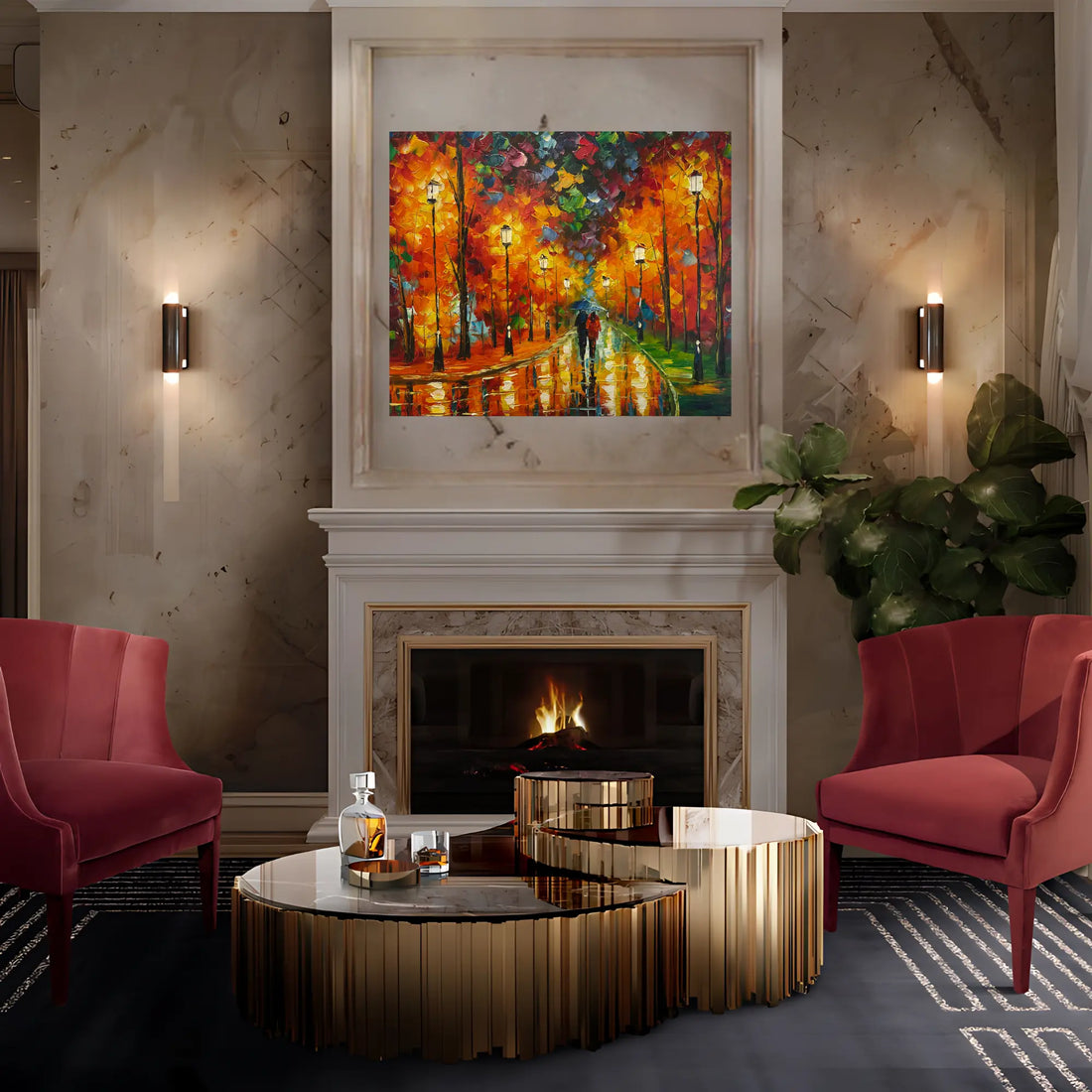 AMBER AVENUE OIL PAINTING